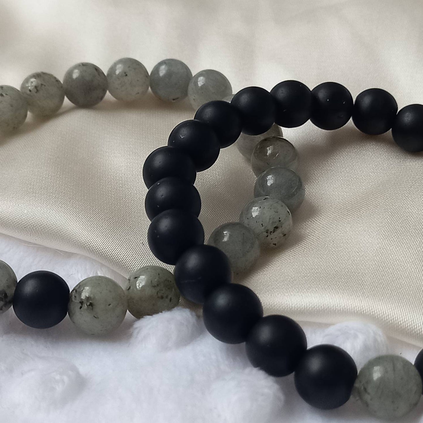 2 Matching Friendship Bead Bracelets - Bead Jewellery, Friendship Accessories, Bead Bracelets, Cute Bracelet, Black & Grey Jewellery