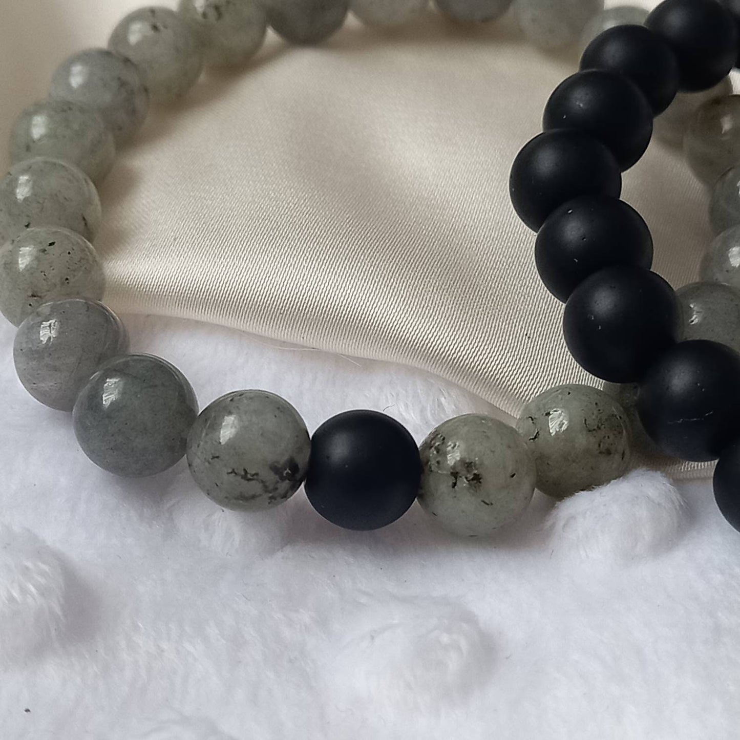 2 Matching Friendship Bead Bracelets - Bead Jewellery, Friendship Accessories, Bead Bracelets, Cute Bracelet, Black & Grey Jewellery