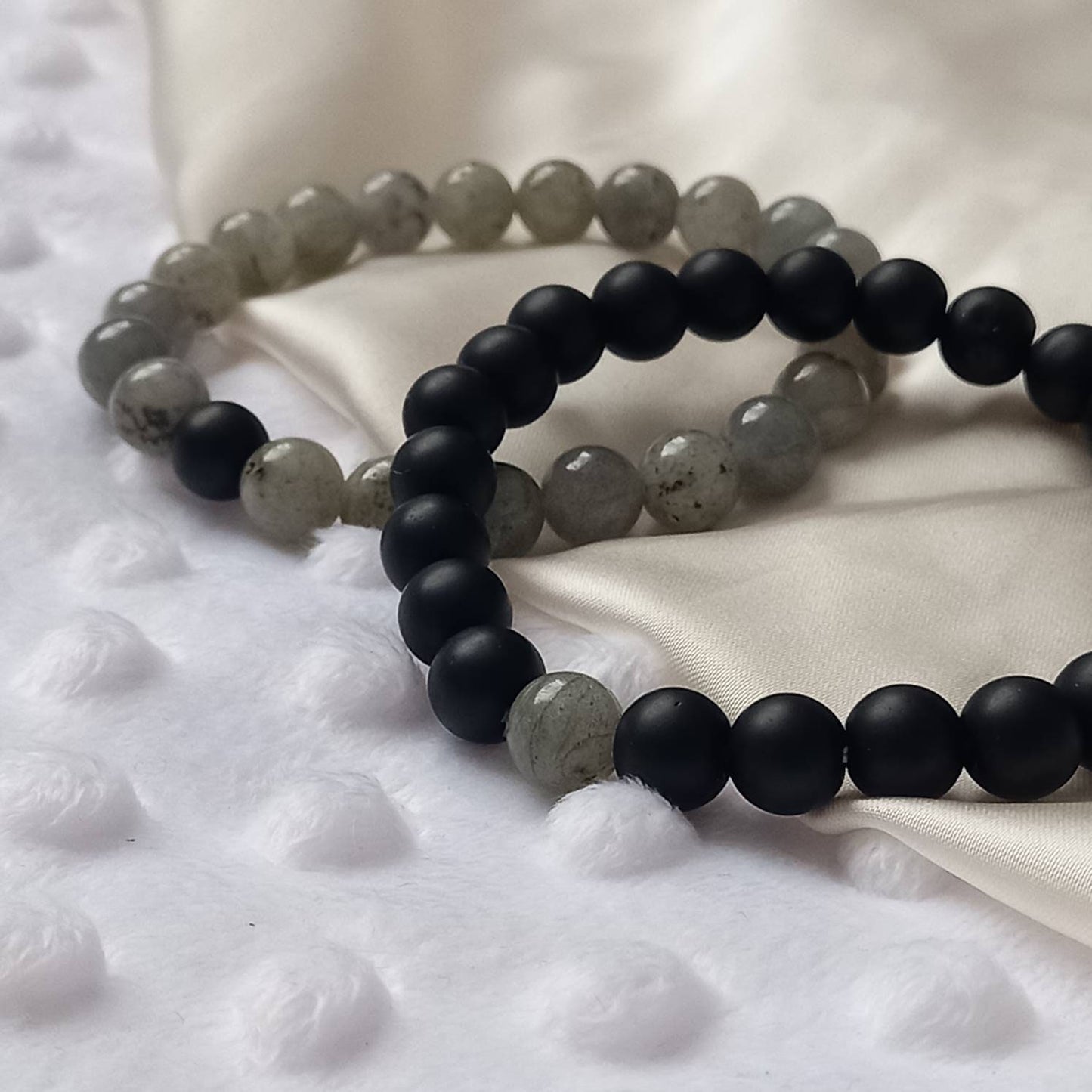 2 Matching Friendship Bead Bracelets - Bead Jewellery, Friendship Accessories, Bead Bracelets, Cute Bracelet, Black & Grey Jewellery