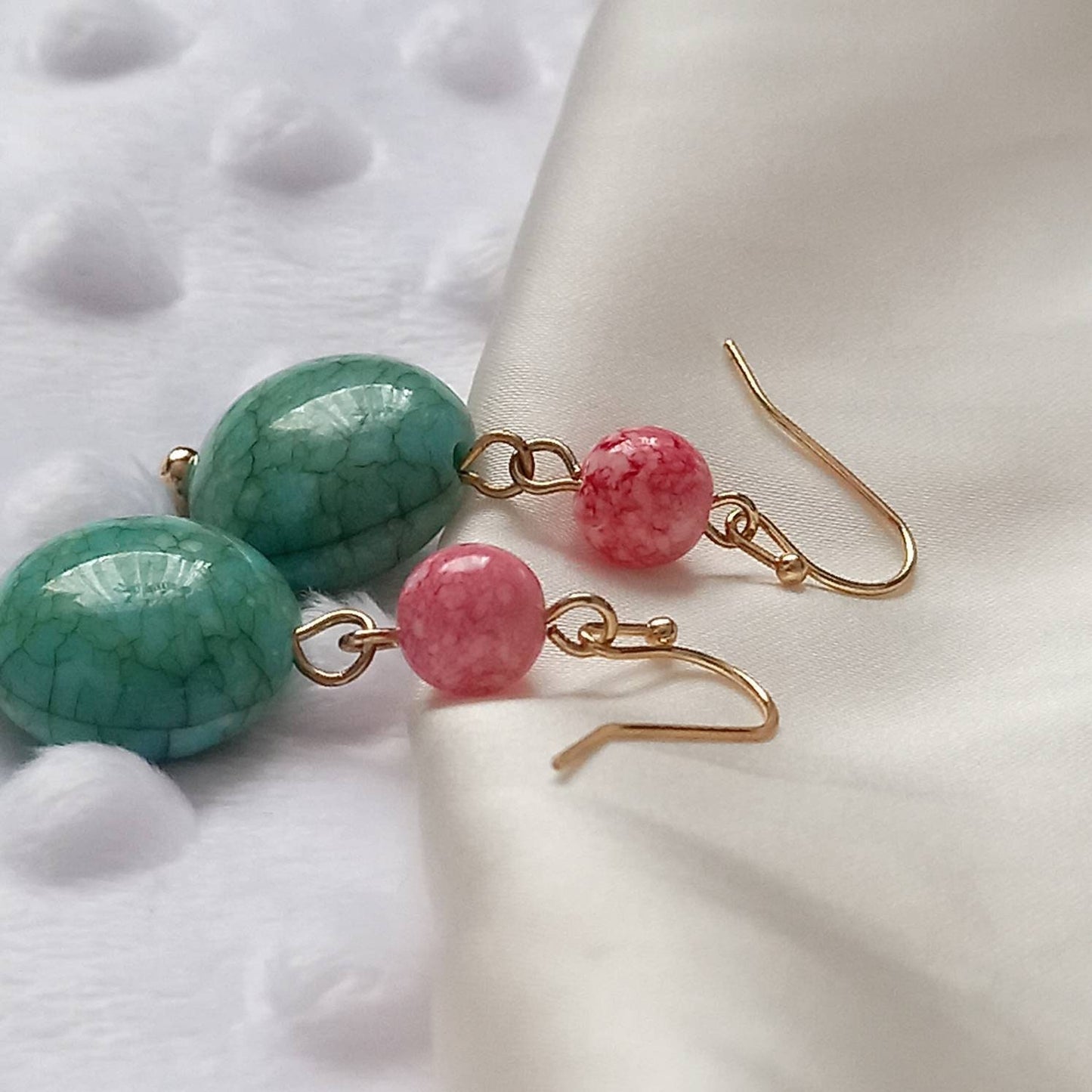 Blue & Red Bead Drop Earrings - Blue Bead Earrings, Red Bead Jewellery, Blue Accessories, Red Earrings, Beaded Jewellery,Bead Drop Earrings