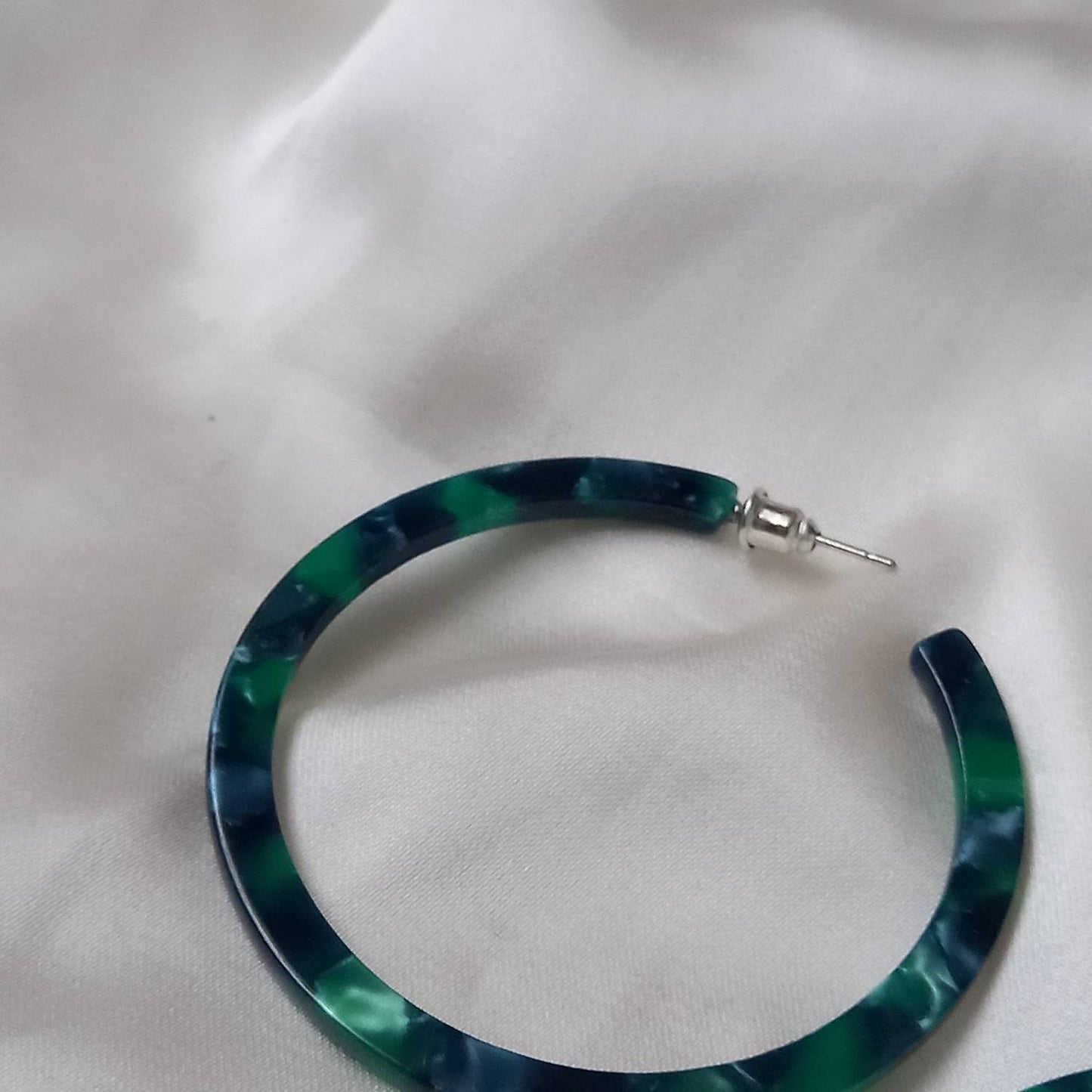 Emerald Green Resin Hoop Earrings - Resin Earrings, Thin Hoop Earrings, Thin Resin Earrings, Earrings In The UK, Hoop Earrings In The UK