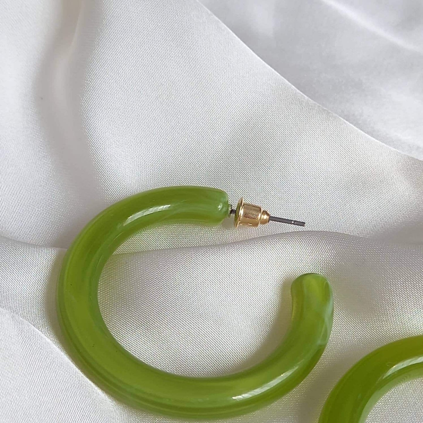 Chunky Green Resin Hoop Earrings - Resin Earrings, Chunky Hoop Earrings, Thick Resin Earrings, Earrings In The UK, Hoop Earrings In The UK