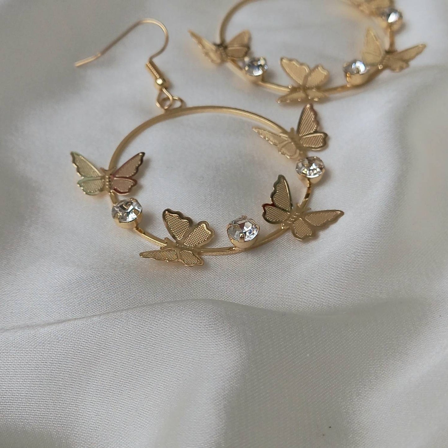 Gold Butterfly Hoop Earrings - Lightweight Hoop Earrings, Butterfly Earrings, Hoop Earrings, Cute Earrings, Gold Earrings, Gold Jewellery