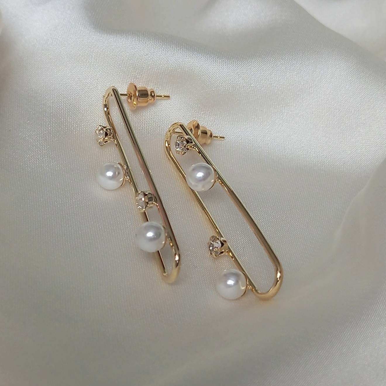 Gold & Pearl Drop Earrings - Pearl Earrings,Gold Earrings,Long Drop Earrings,Thin Drop Earrings,Gold Jewellery, Gold Earrings In The UK