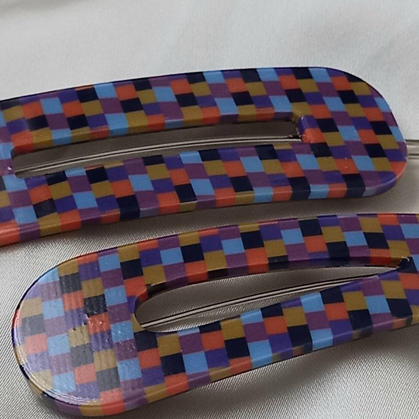 2 Retro Hair Clips - Hair Clip, Funky Hair Accessories, 70's Accessories, Fashion Acessories,Retro Hair Clips,Checkered Hair Clips In The UK