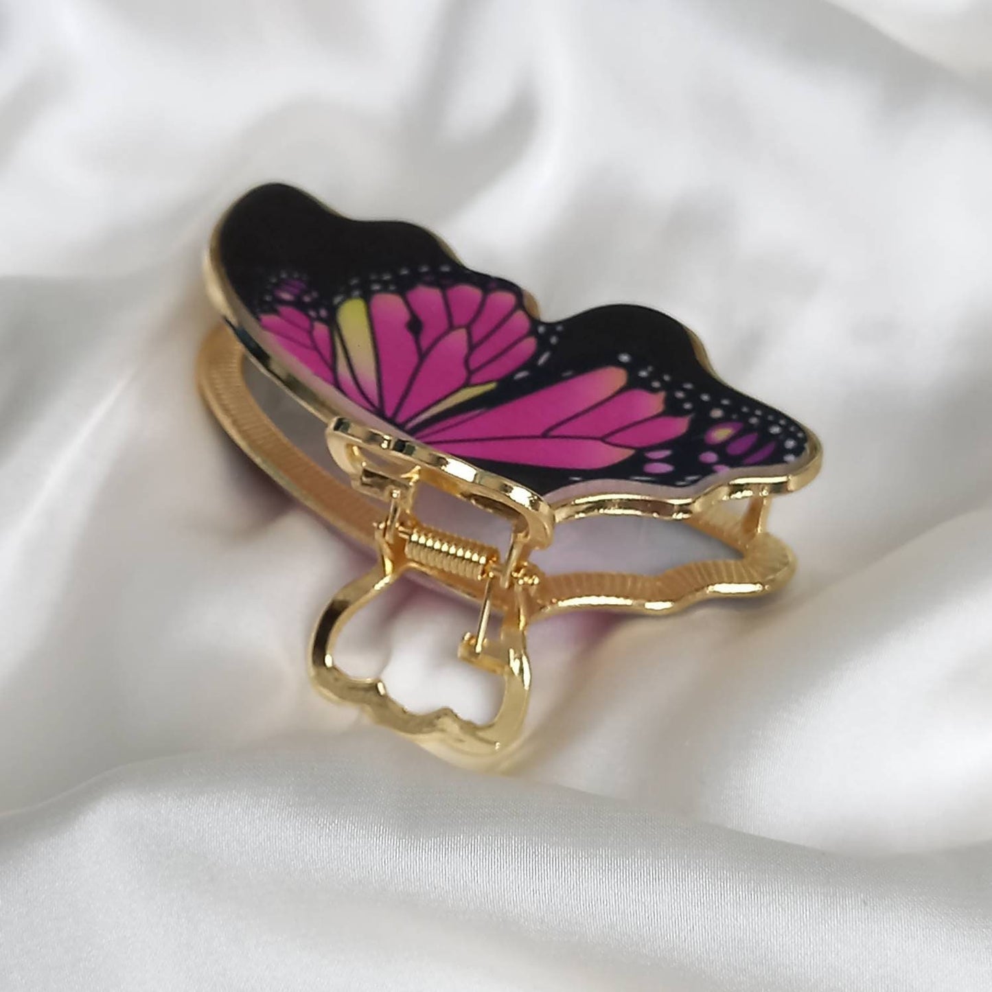 Pink Butterfly Hair Clamp - Hair Clip, Pink Hair Accessories, Pink Hair Claw, Funky Hair Clip, Pink Hair Clips In The UK, Pink Butterflies