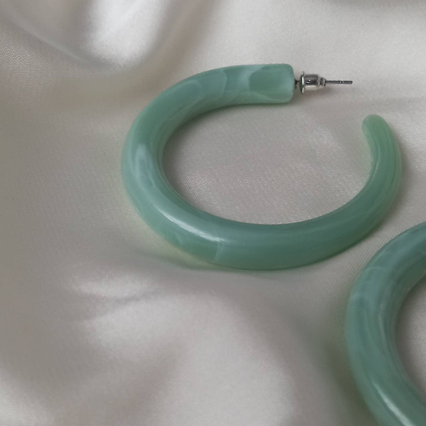 Chunky Green Resin Hoop Earrings - Resin Earrings, Chunky Hoop Earrings, Thick Resin Earrings, Earrings In The UK, Hoop Earrings In The UK