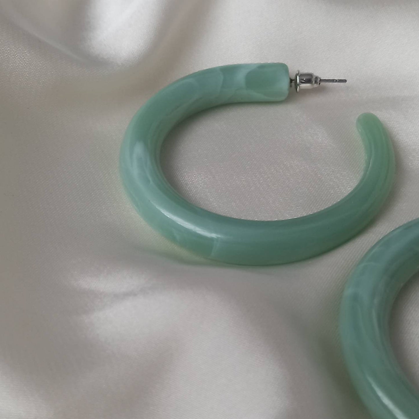 Chunky Green Resin Hoop Earrings - Resin Earrings, Chunky Hoop Earrings, Thick Resin Earrings, Earrings In The UK, Hoop Earrings In The UK