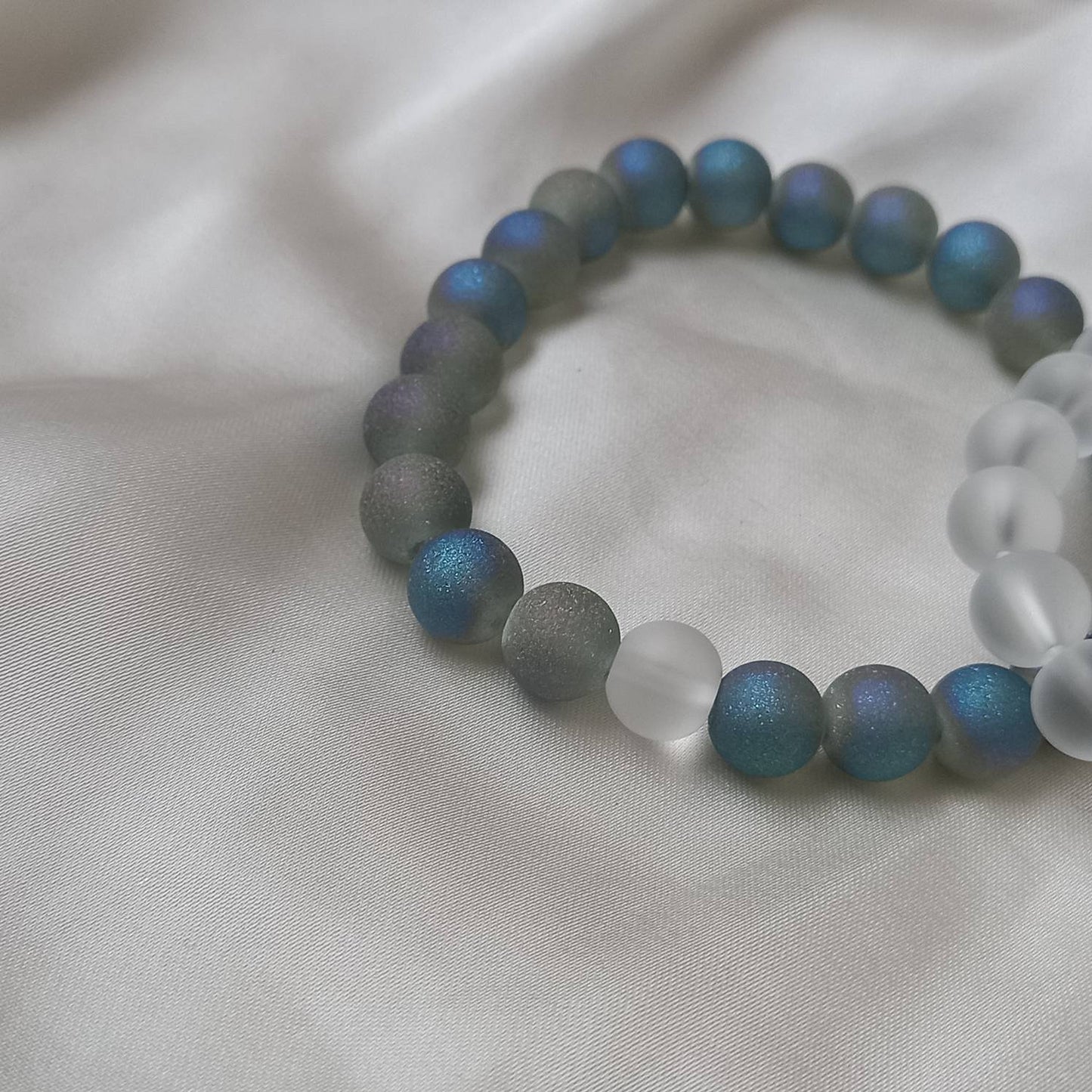 2 Matching Friendship Bead Bracelets - Bead Jewellery, Friendship Accessories, Bead Bracelets, Cute Bracelet, Grey & Clear Jewellery