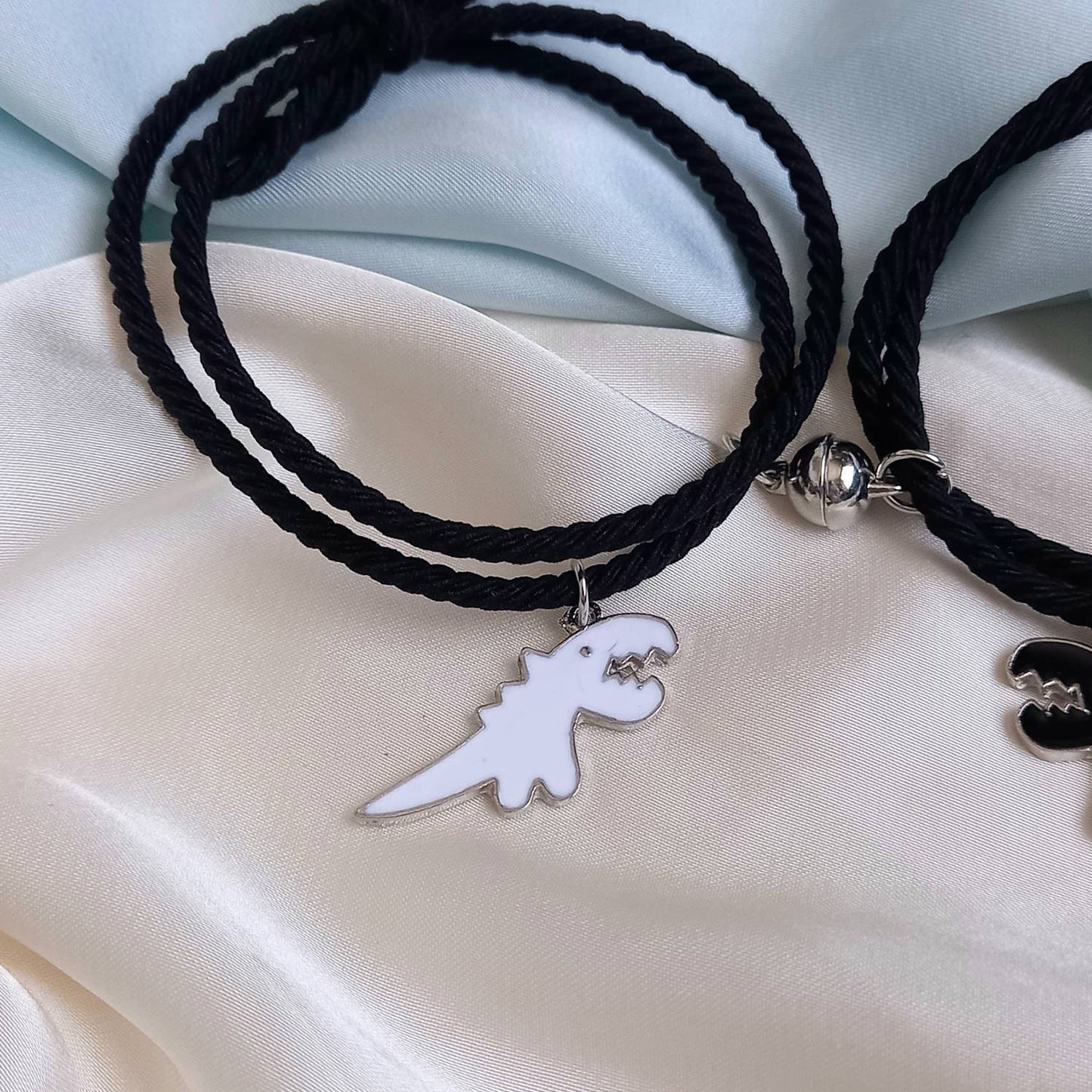2 Magnetic Matching Dinosaur Friendship Bracelets - Dinosaur Jewellery,Friendship Gifts,Magnetic Friendship Bracelets,Magnetic Bracelets