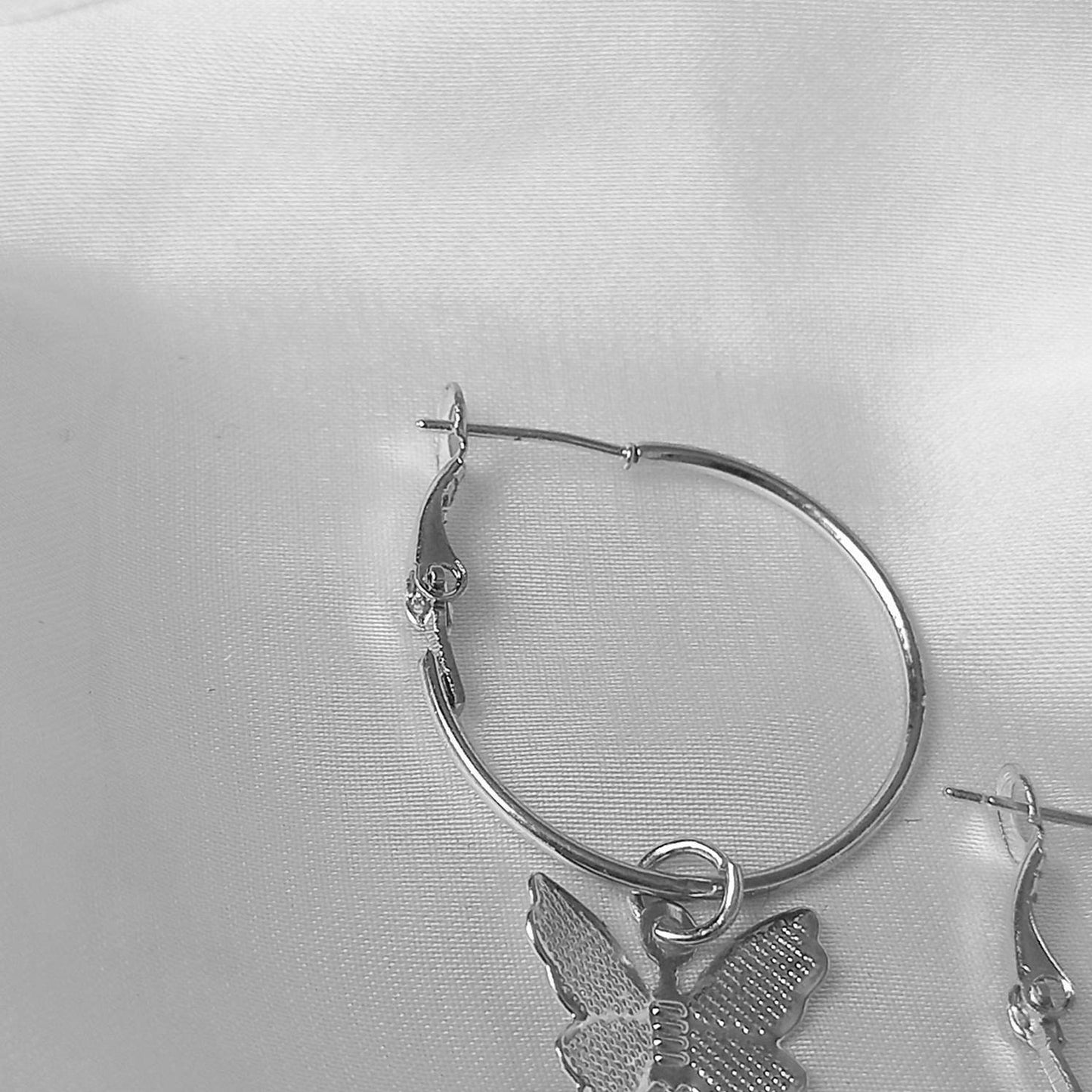 Silver Butterfly Hoop Earrings - Lightweight Hoop Earrings,Butterfly Earrings,Hoop Earrings,Cute Earrings,Silver Earrings,Silver Jewellery