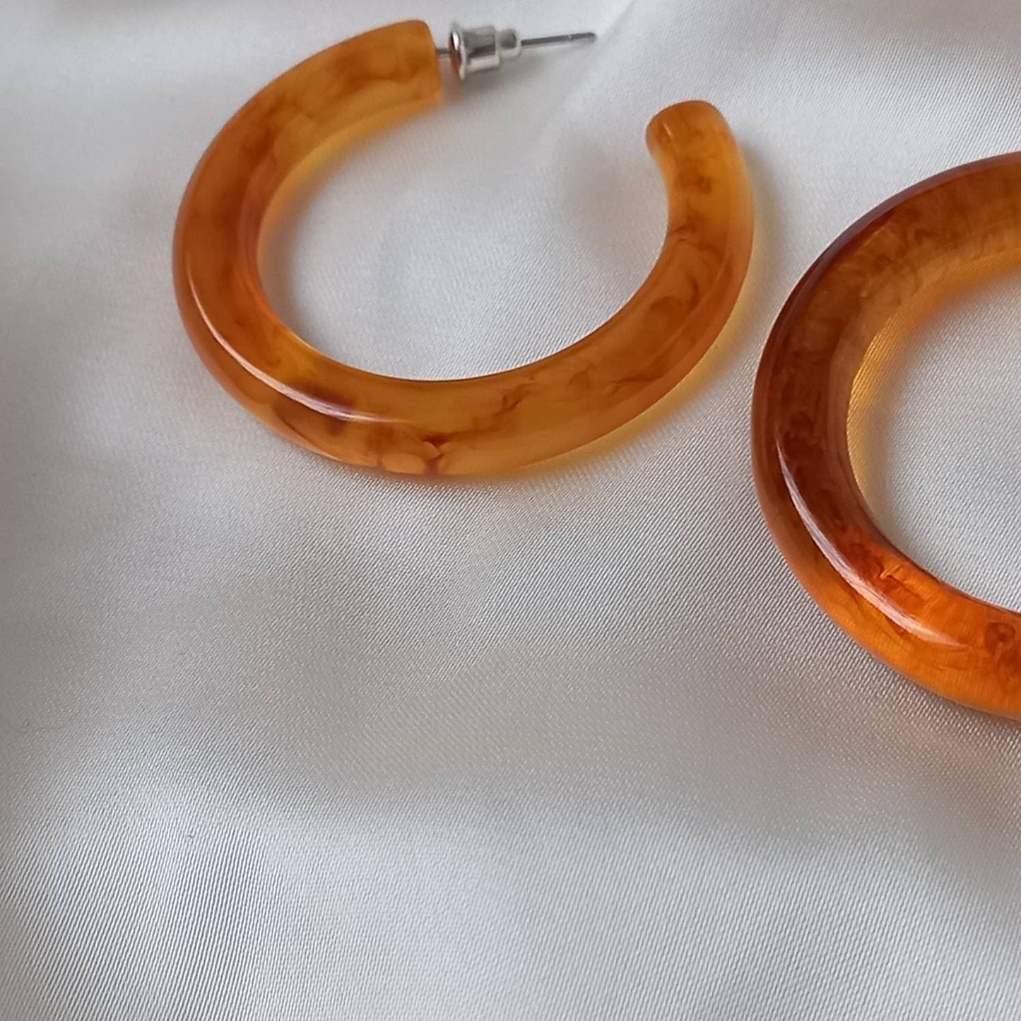 Chunky Orange Resin Hoop Earrings - Resin Earrings, Chunky Hoop Earrings, Thick Resin Earrings, Earrings In The UK, Hoop Earrings In The UK