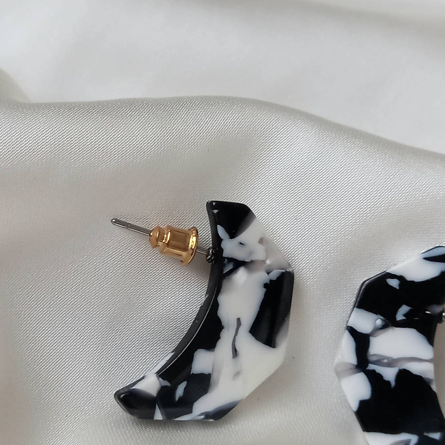 Black & White Moon Drop Earrings - Black Spotted Earrings,Gold Earrings,Spotty Earrings,Moon Earrings,Gold Earrings In The UK,Moon Jewellery