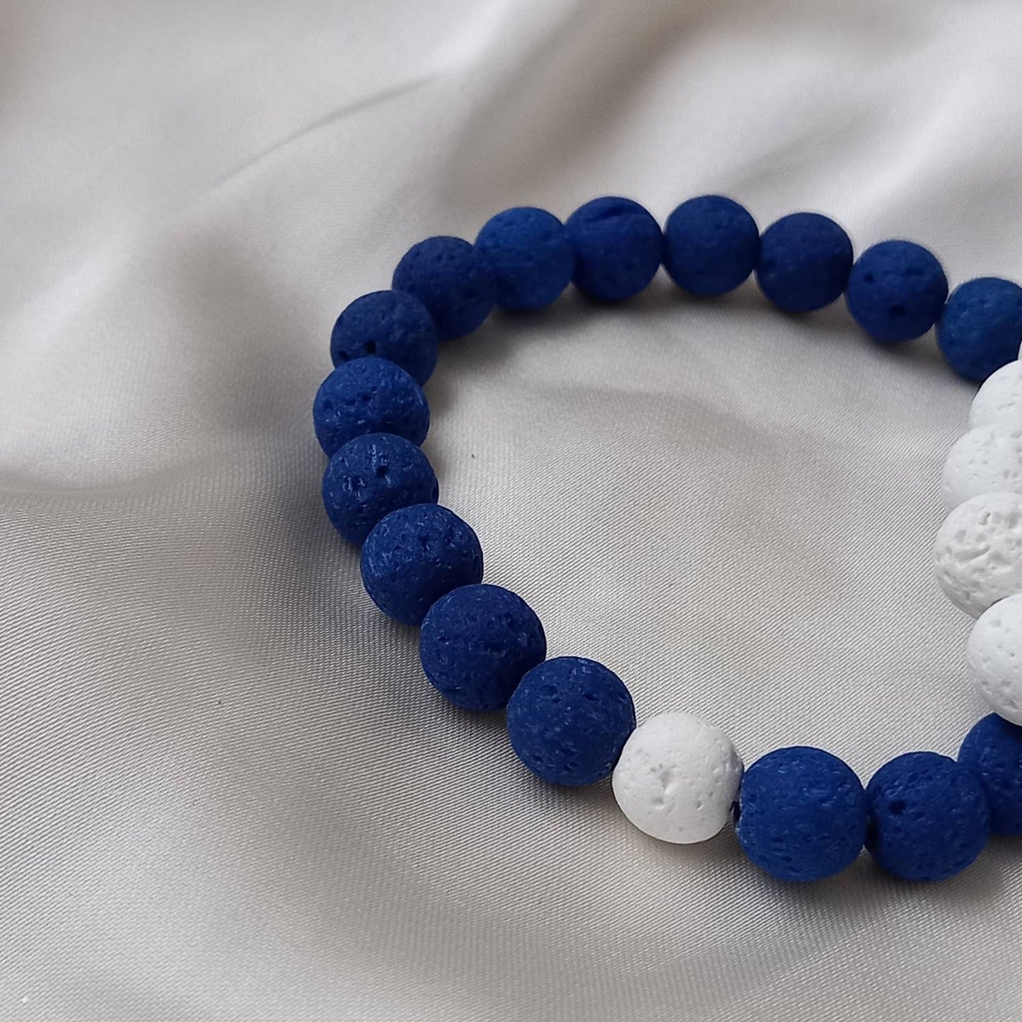 2 Matching Friendship Bead Bracelets - Chunky Bead Jewellery, Friendship Accessories, Bead Bracelets, Cute Bracelet, Blue & White Jewellery