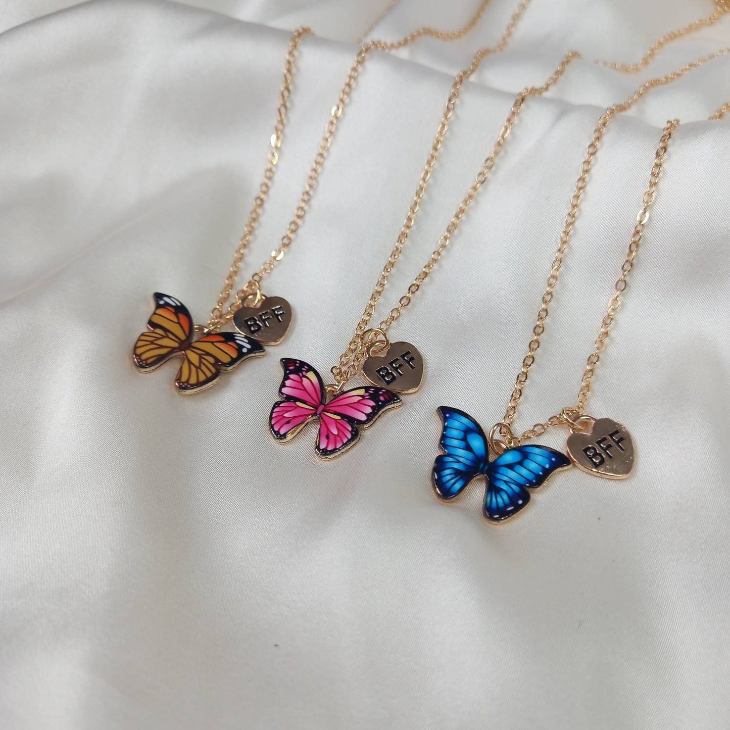 3 Piece Friendship Necklace Set - Butterfly Necklace,Matching Necklaces,Friends Necklaces,Novelty Friendship Necklace Set,Gifts For Friends