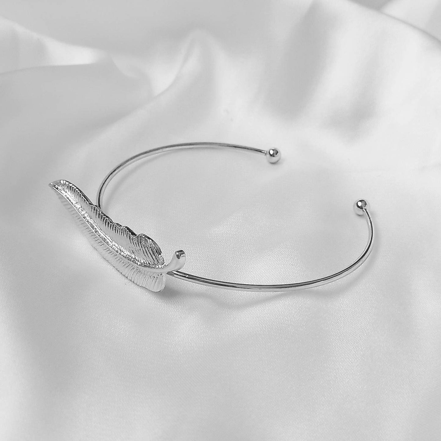 Silver Feather Bangle Bracelet-Silver Jewellery,Silver Bangle,Bangle Jewellery,Minimal Bangle Bracelet,Gift For Her,Silver Bangles In The UK