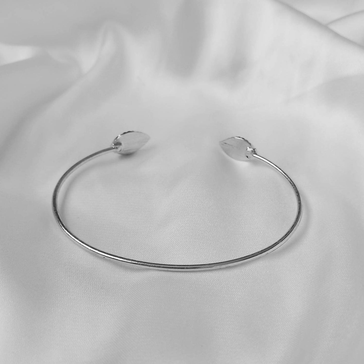 Silver Leaf Bangle Bracelet - Silver Jewellery In The UK,Silver Bangles In The UK,Bangle Jewellery,Minimal Bangle Bracelet,Gift For Her