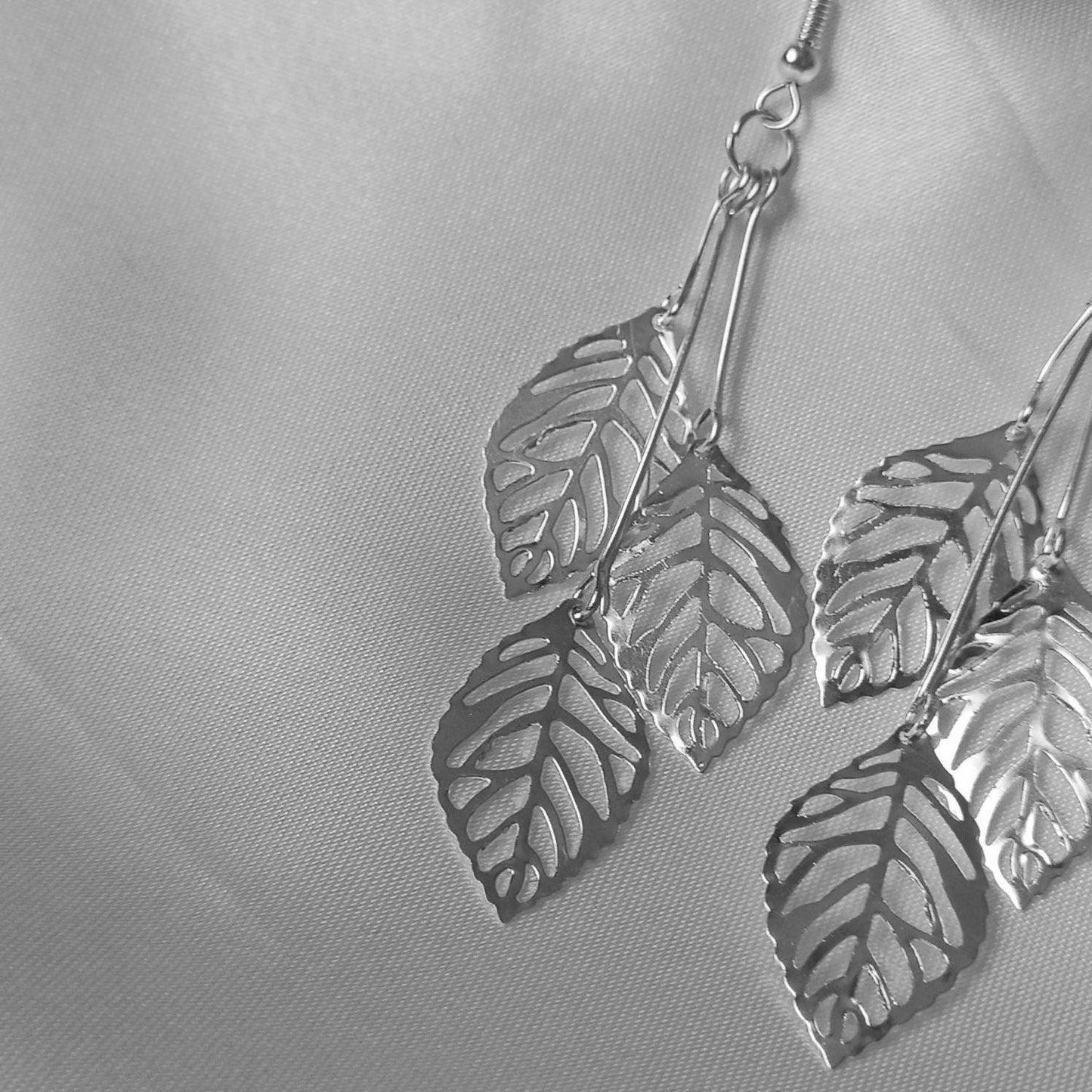 Silver Leaf Drop Earrings - Lightweight Drop Earrings,Lighweight Silver Earrings,Leaf Earrings,Silver Earrings In The UK,Silver Jewellery