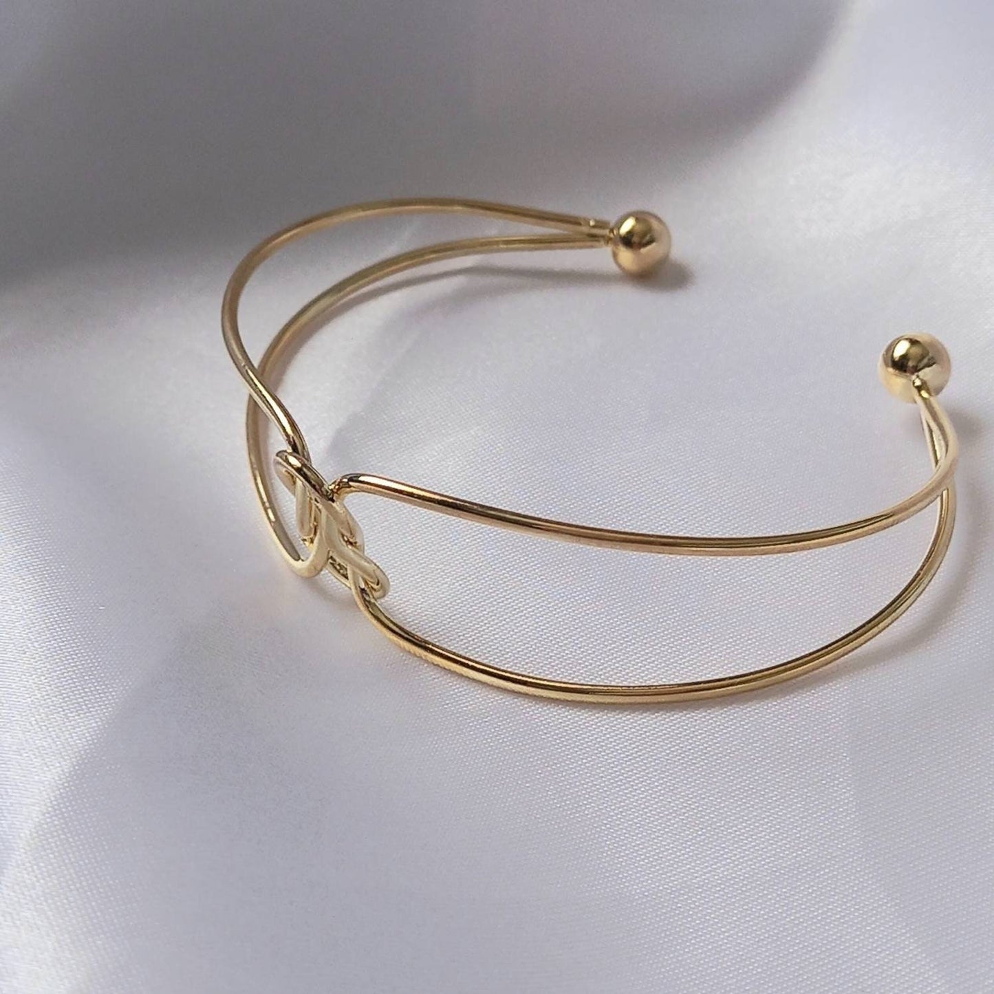 Gold Double Knot Bangle Bracelet - Gold Jewellery, Accessories, Gold Bangle, Bangle Jewellery, Minimal Bangle Bracelet, Gift For Her, Modern