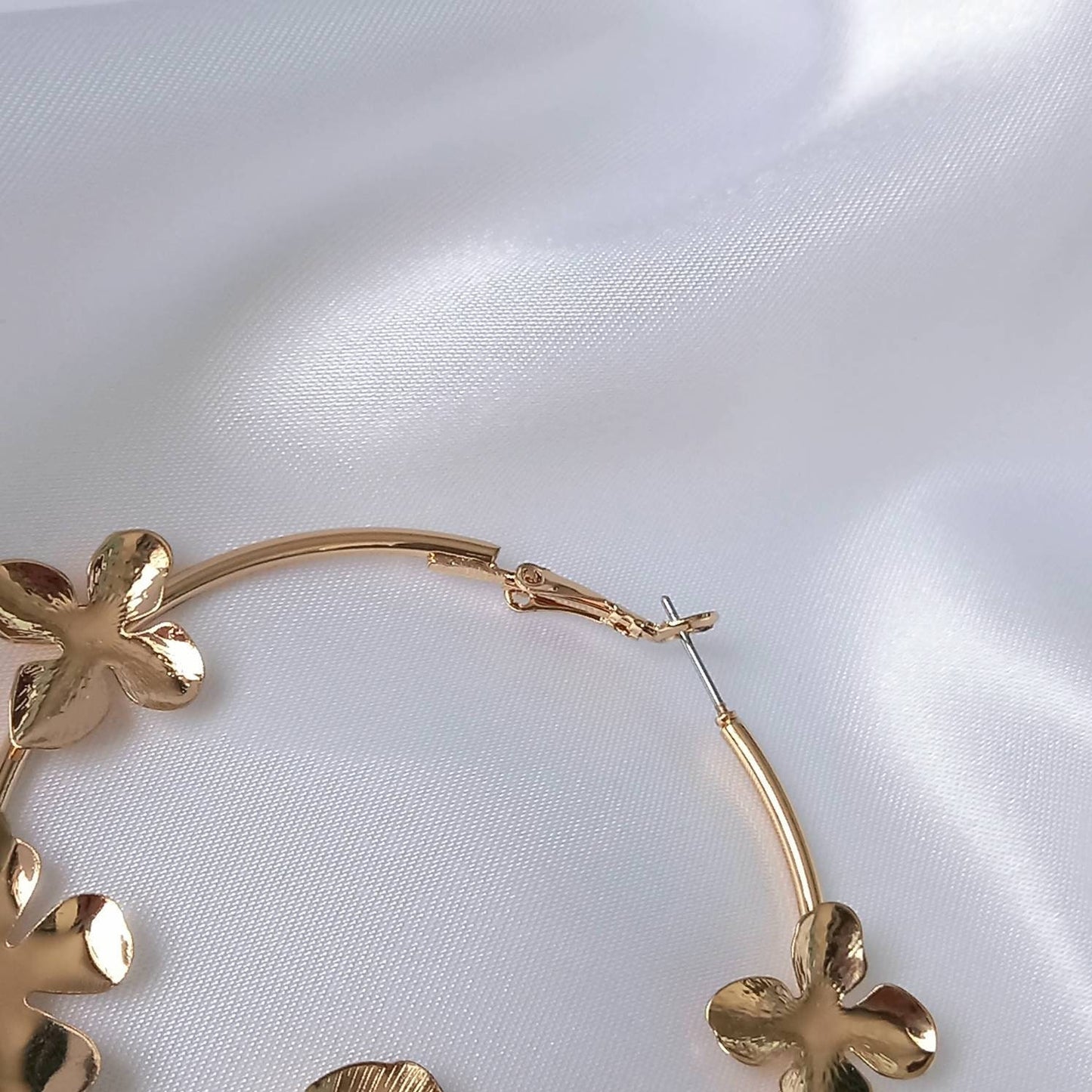 Chunky Flower Gold Hoop Earrings - Flower Hoops, Floral, Chunky Earrings, Chunky Hoops, Gold Earrings In The UK, Gold Jewellery In The UK