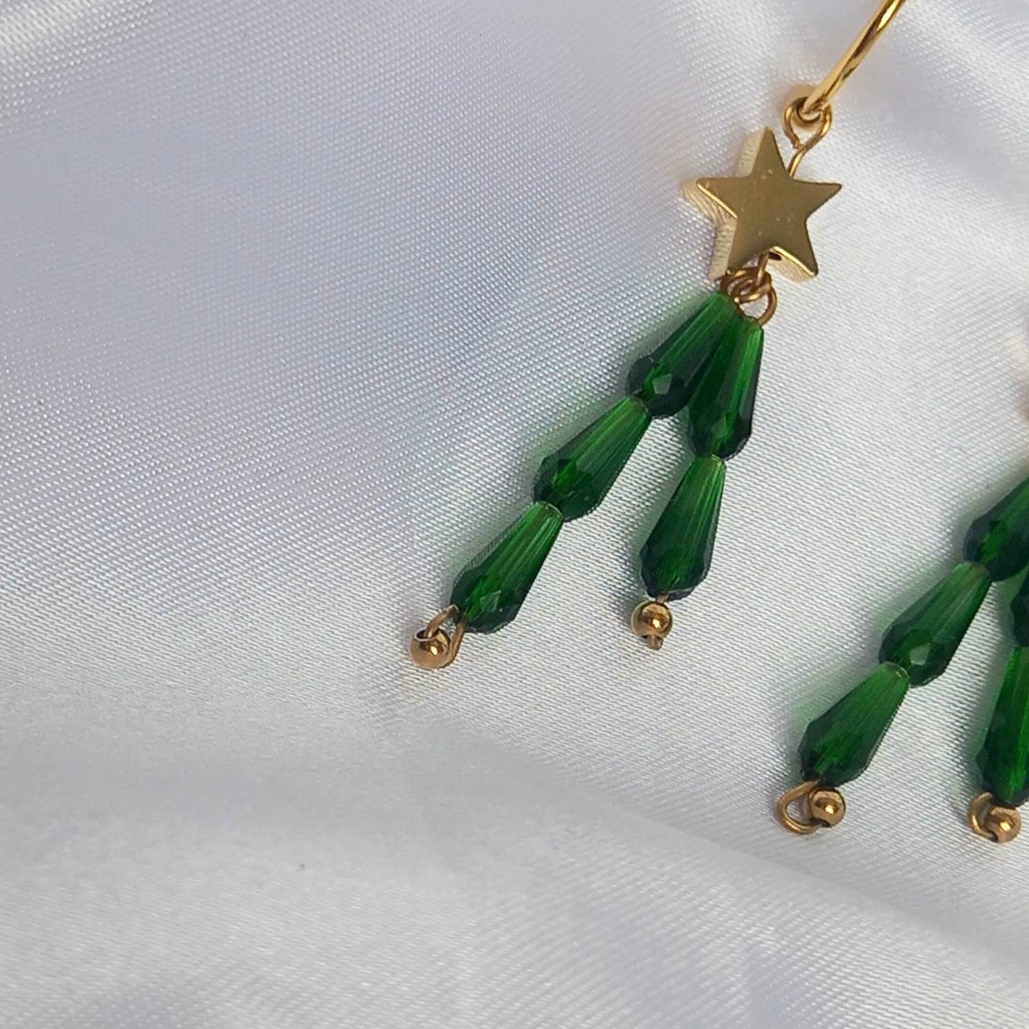 Gold & Green Star Hoop Earrings - Lightweight Hoop Earrings,Green Star Earrings,Hoop Earrings,Gold Earrings In The UK,Gold Star Jewellery