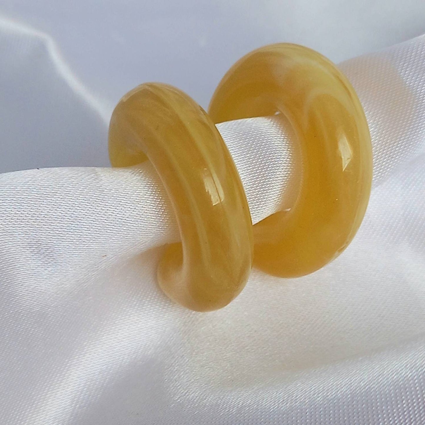 Chunky Yellow Resin Hoop Earrings - Resin Earrings, Chunky Hoop Earrings, Thick Resin Earrings, Earrings In The UK, Hoop Earrings In The UK