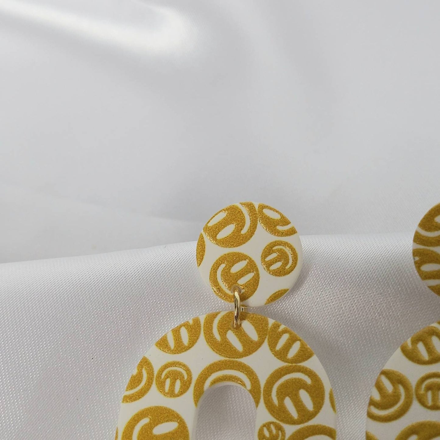 Yellow Smiley Face Earrings - Rainbow Earrings,Yellow Arch Earrings In The UK,Yellow Jewellery In The UK,Smile Earrings,Large Drop Earrings