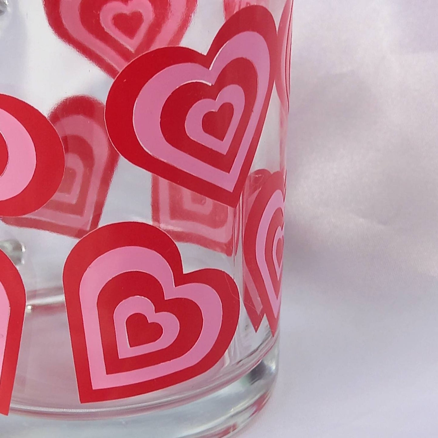 Retro Heart Glass Mug - Valentines Day Gift In The UK, Pink Retro Mug, 70's Mug, Gifts For Her In The UK, Red Love Mug,Retro Mug,Funky Mug