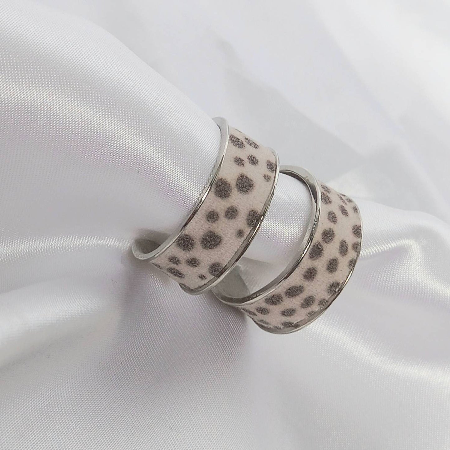 Leopard Print Hoop Earrings - Small Silver Hoops, Everyday Hoop Earrings In The UK, Everyday Jewellery In The UK, Spotty Hoop Earrings