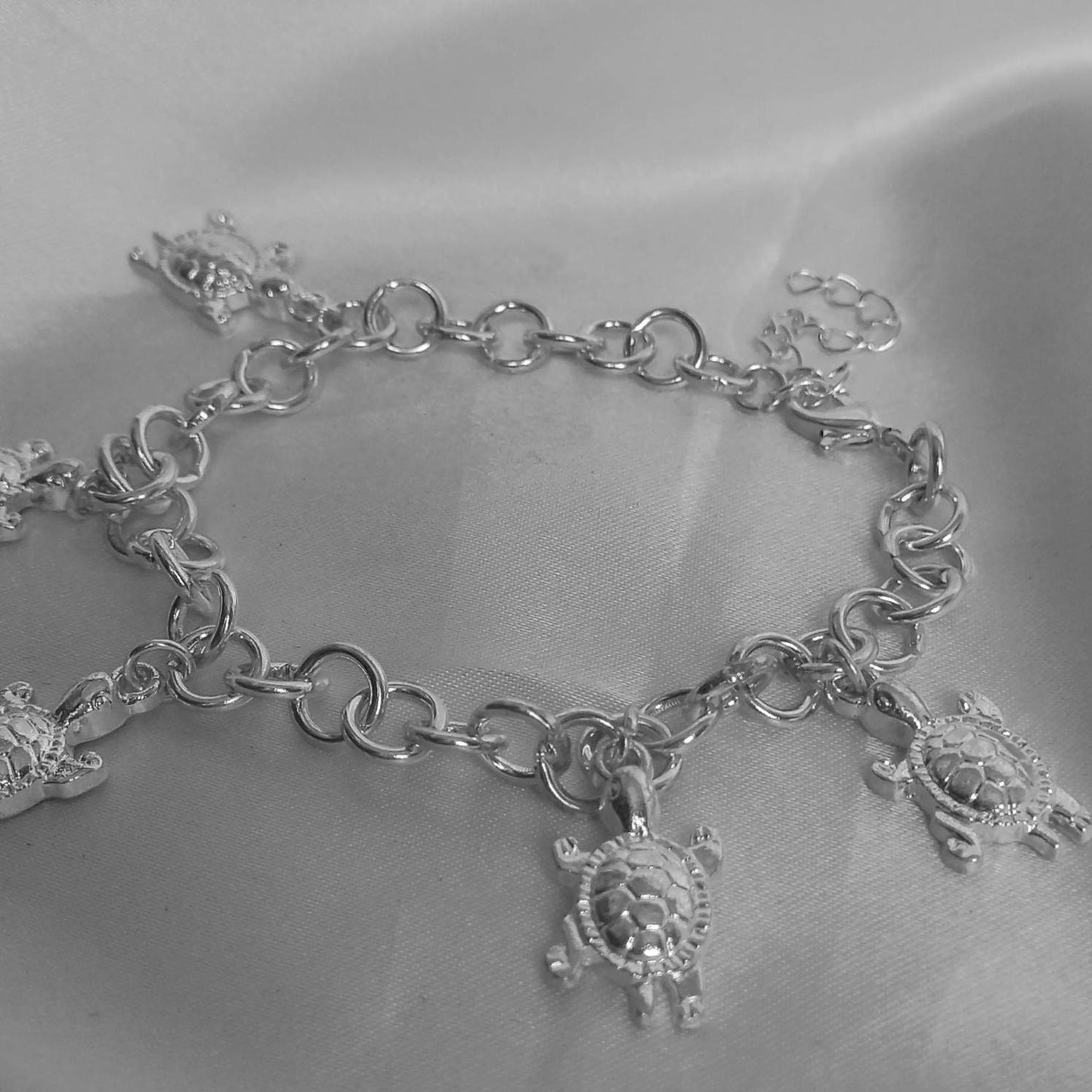 Silver Turtle Charm Bracelet