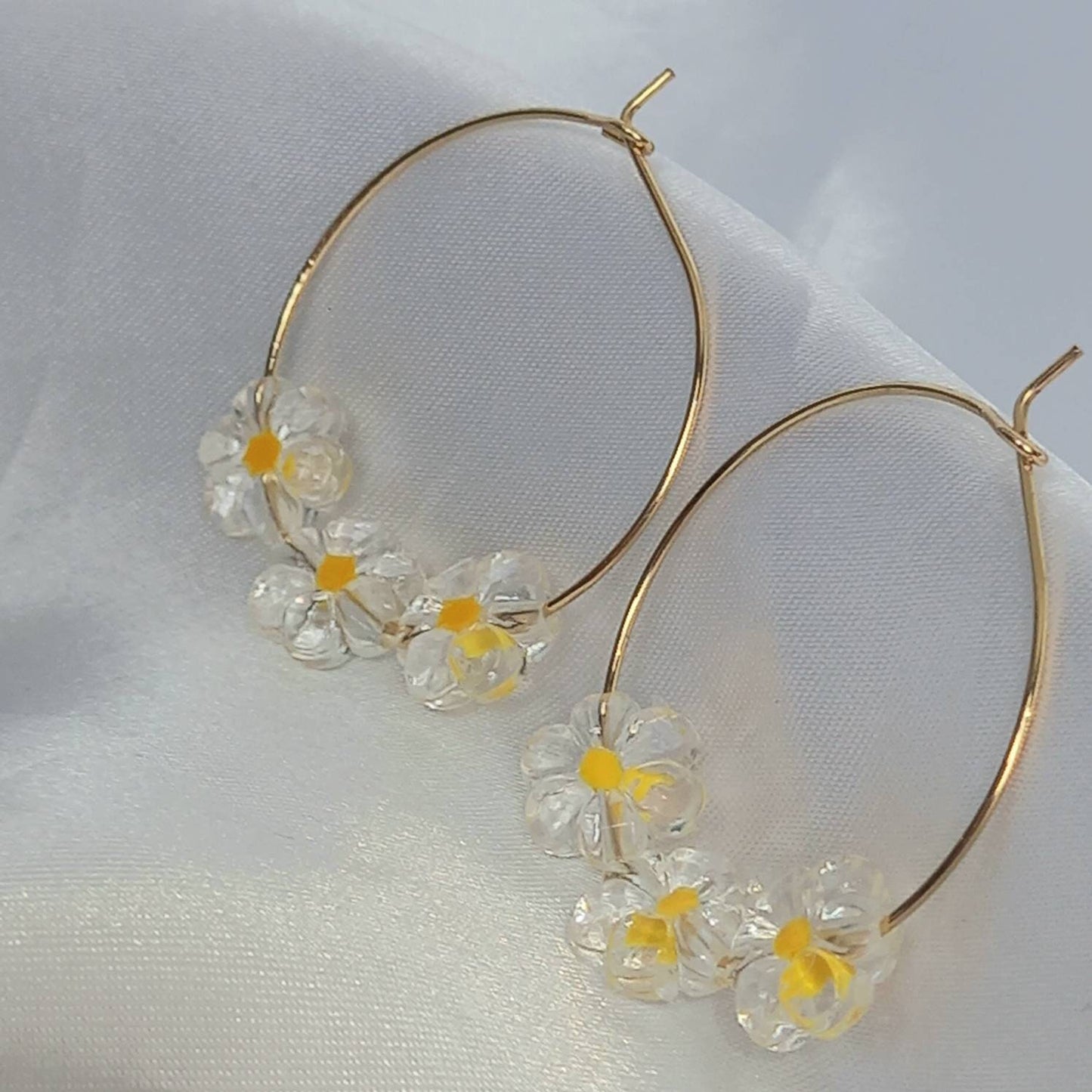 Chunky Flower Hoop Earrings - Chunky Earrings, Chunky Hoops, Bead Earrings, Cute Earrings, Gold Earrings In The UK, Gold Jewellery In The UK
