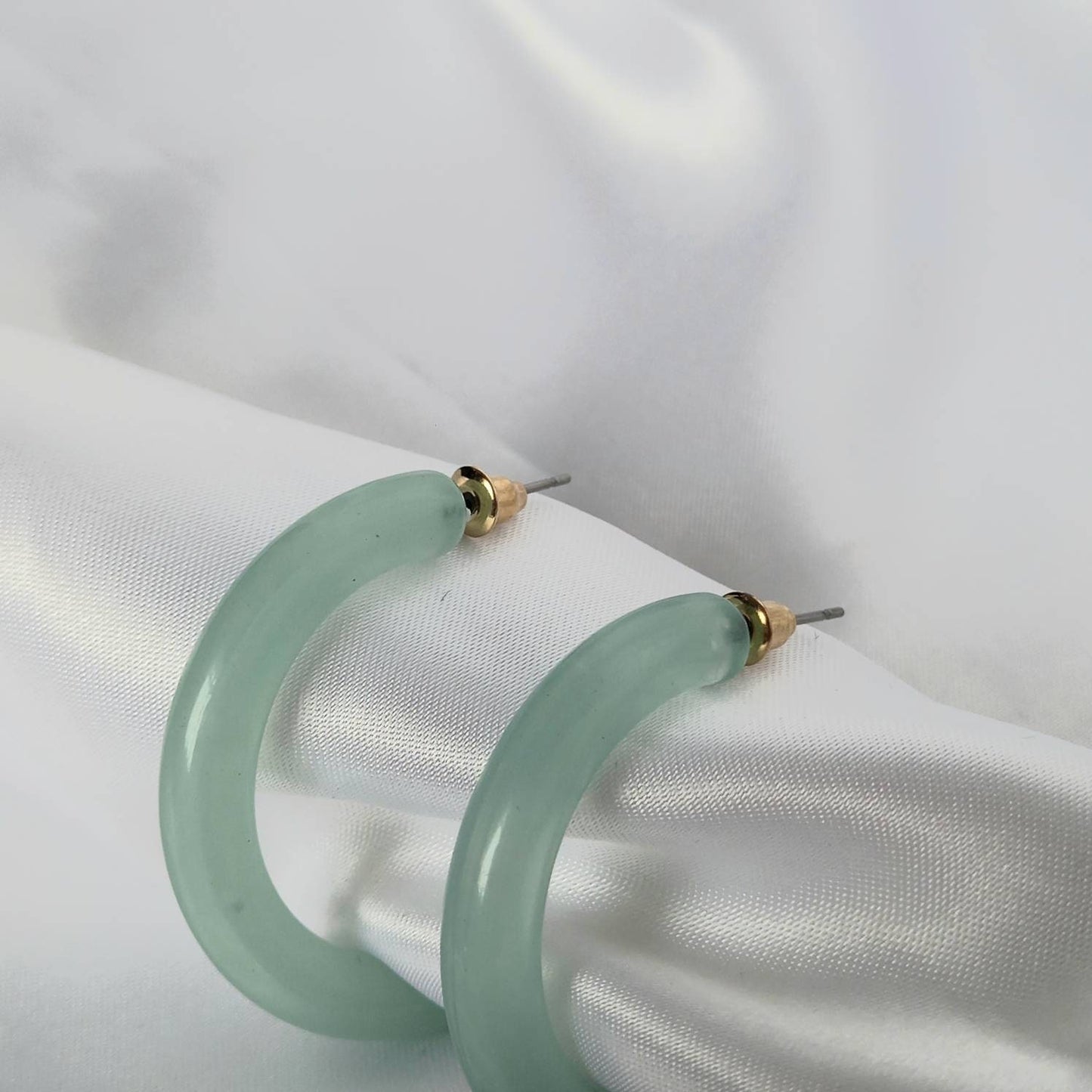 Chunky Mint Green Resin Hoop Earrings - Resin Earrings,Chunky Hoop Earrings,Thick Resin Earrings,Earrings In The UK,Hoop Earrings In The UK