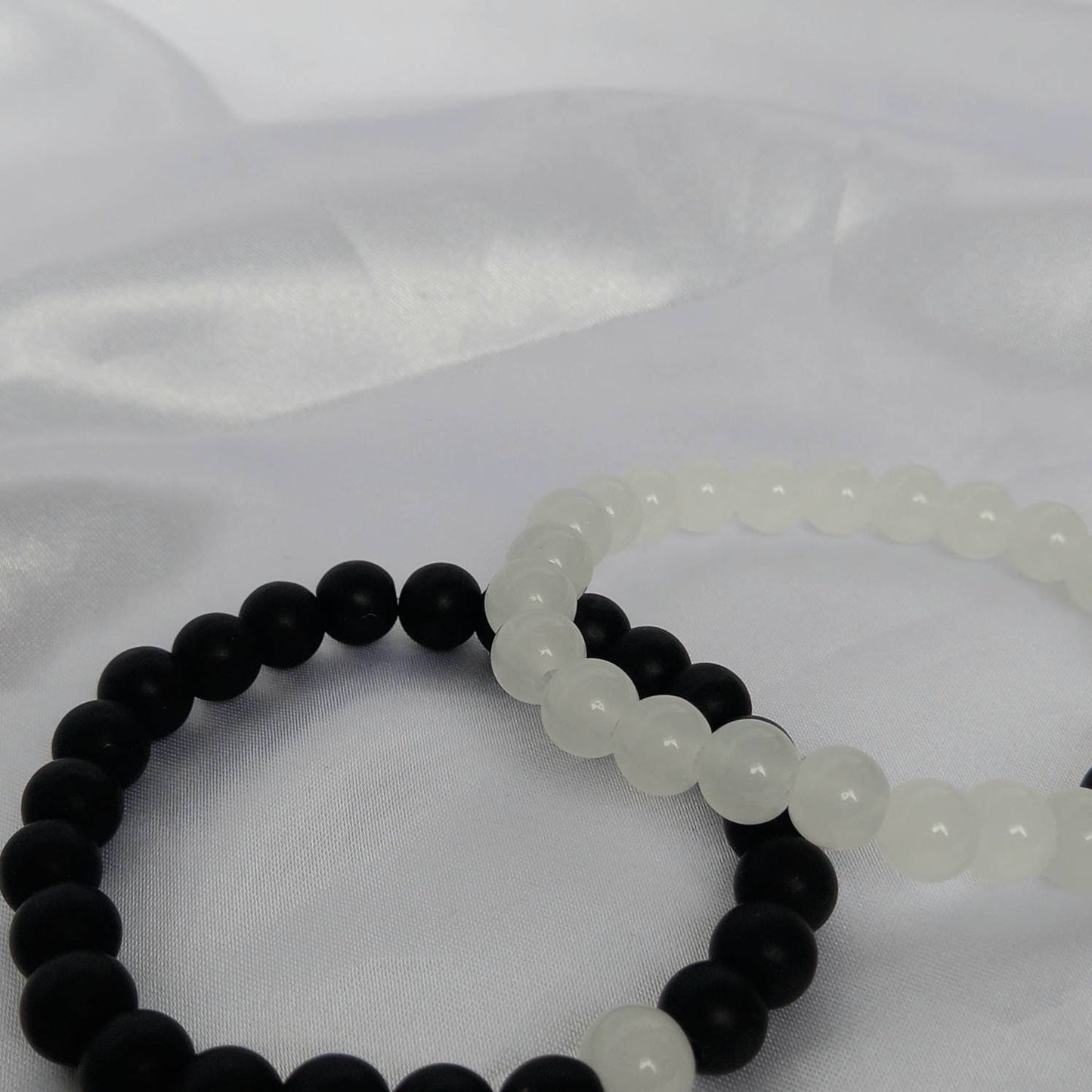 2 Matching Friendship Bead Bracelets - Beaded Jewellery,Friendship Jewellery,Beaded Bracelets,Friendship Bracelet,Black & White Jewellery