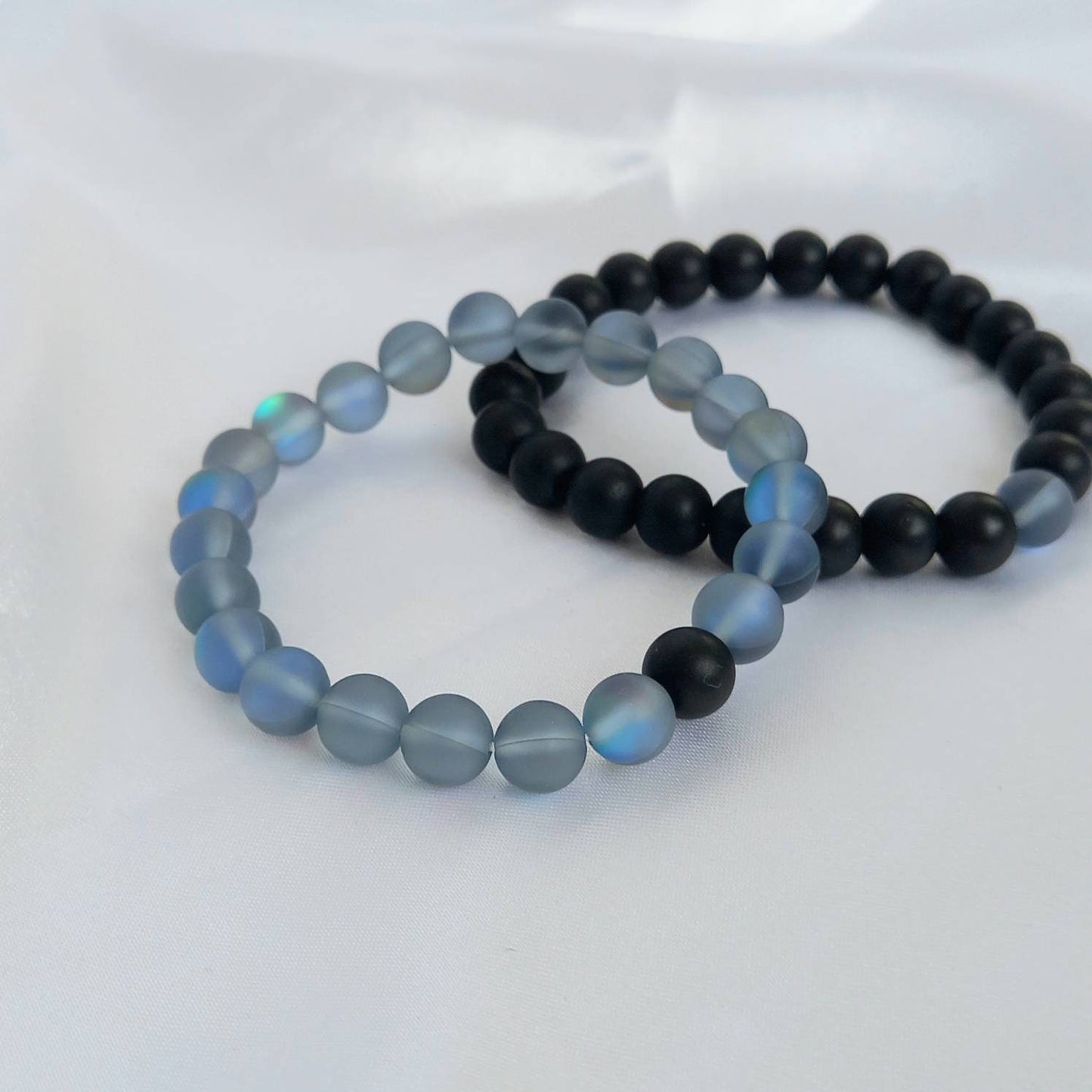 2 Matching Friendship Bead Bracelets - Beaded Jewellery,Friendship Jewellery,Beaded Bracelets,Friendship Bracelets,Black & Grey Jewellery