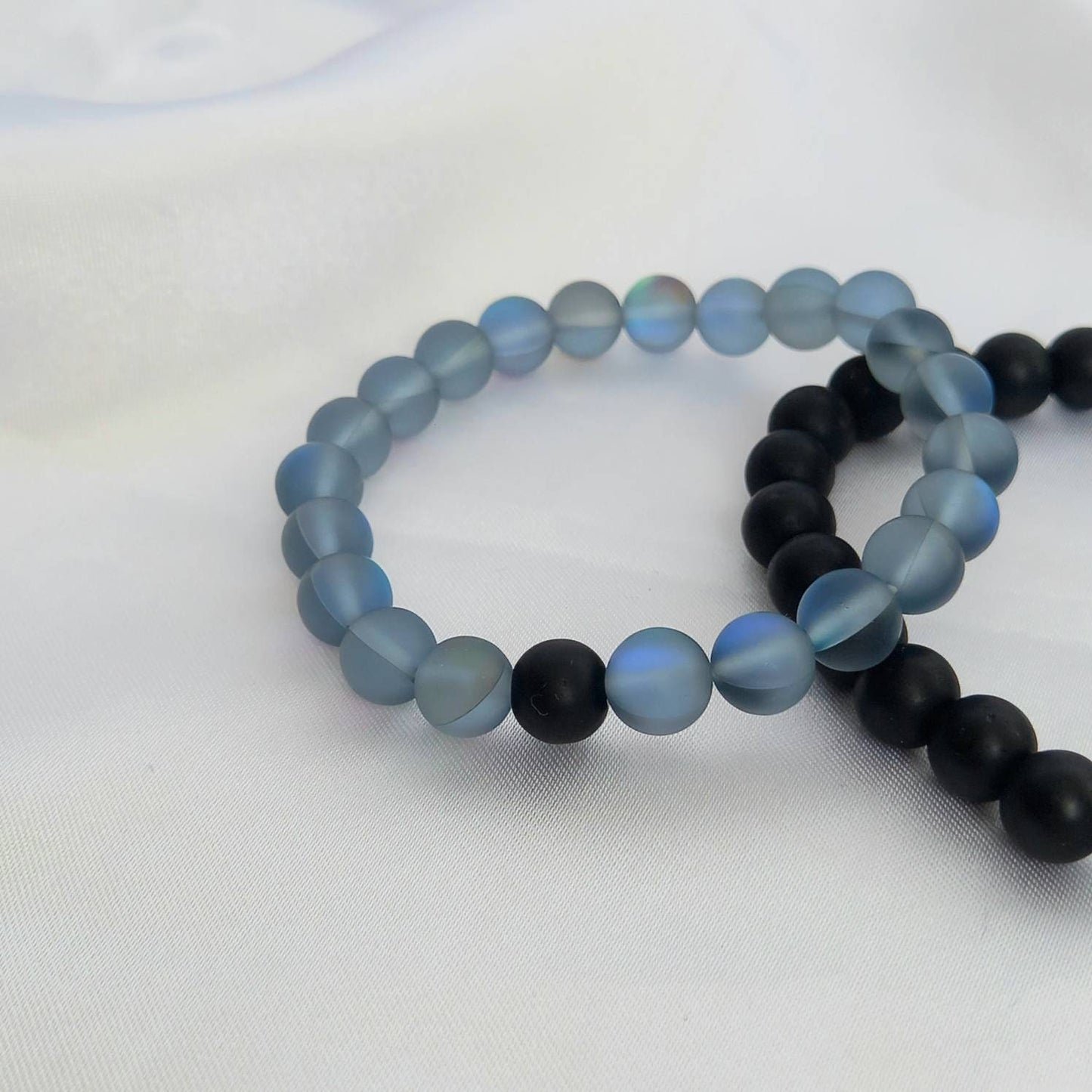 2 Matching Friendship Bead Bracelets - Beaded Jewellery,Friendship Jewellery,Beaded Bracelets,Friendship Bracelets,Black & Grey Jewellery