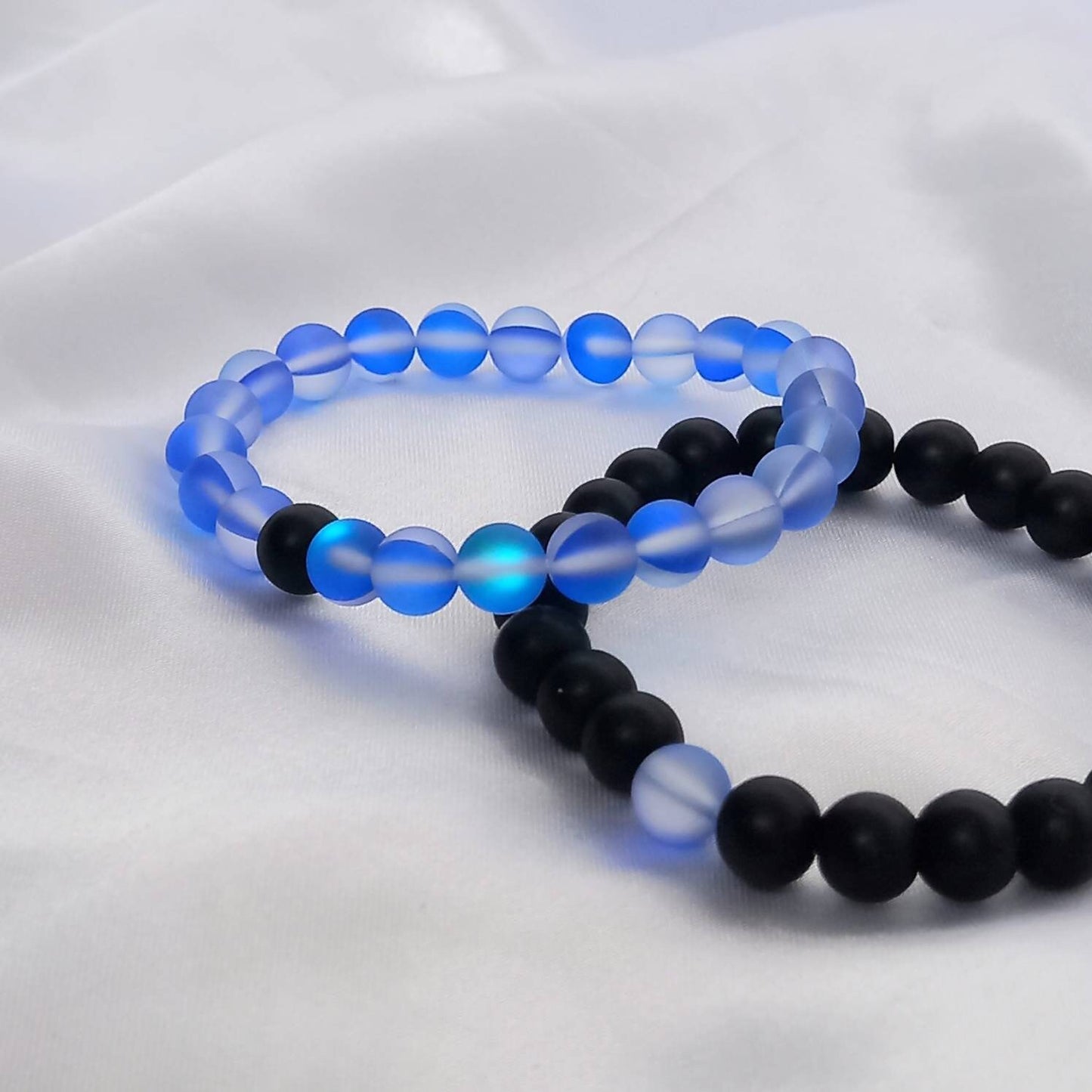 2 Matching Friendship Bead Bracelets - Beaded Jewellery In The UK,Friendship Jewellery,Bead Bracelets,Beaded Bracelet,Black & Blue Jewellery