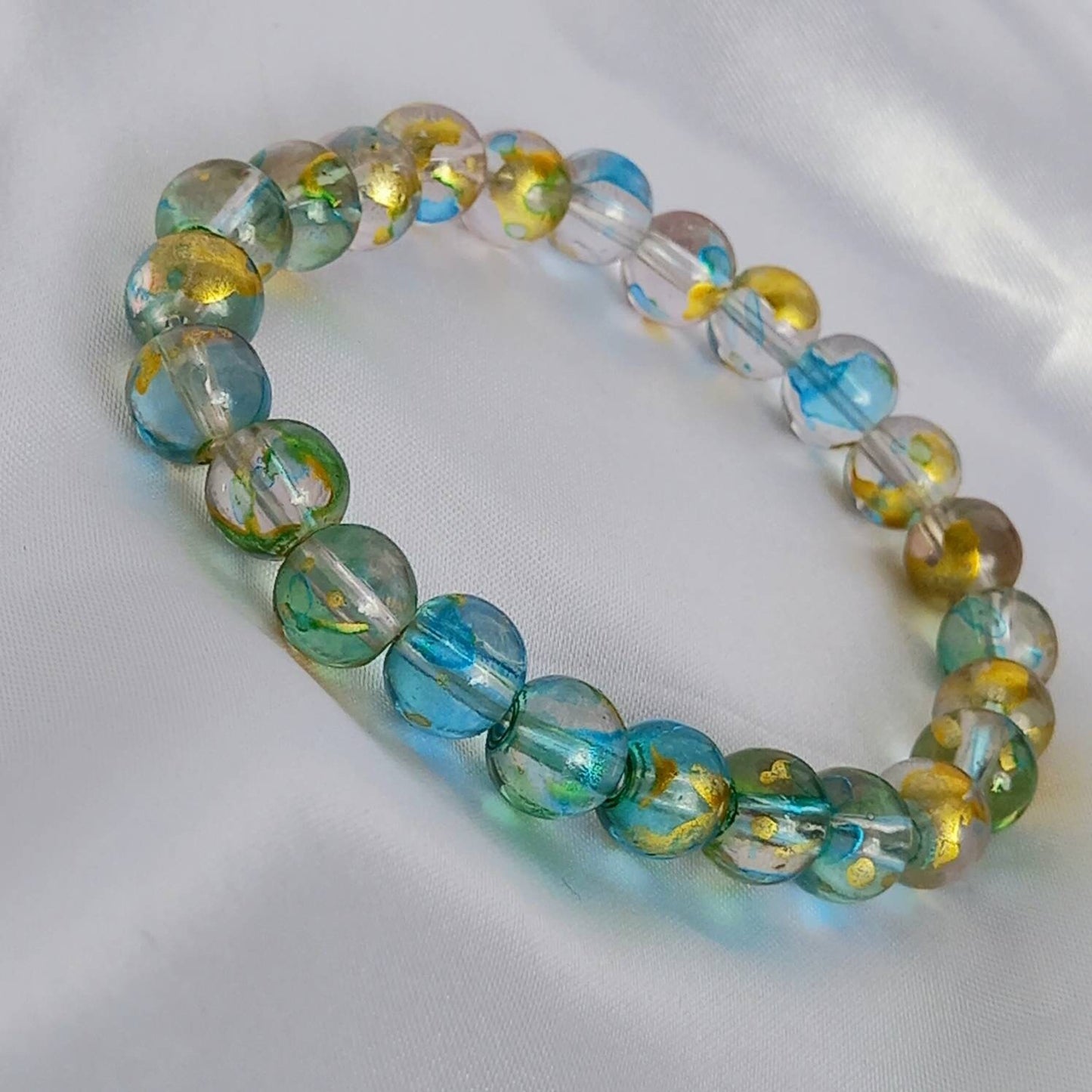 Blue & Gold Bead Bracelets - Bead Jewellery In The UK,Bead Bracelets In The UK,Blue Bracelet,Gold Bracelet,Gold Beaded Bracelets In The UK