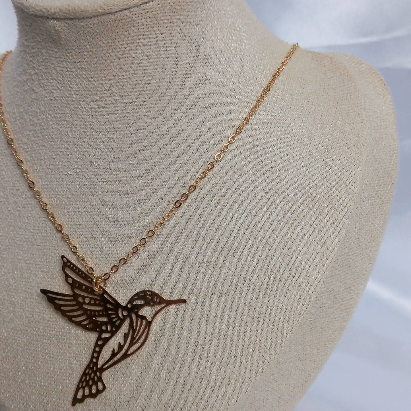Gold Bird Necklace - Large Gold Necklaces In The UK,Fine Gold Jewellery In The UK,Bird Jewellery,Delicate Necklace,Lighweight Jewellery