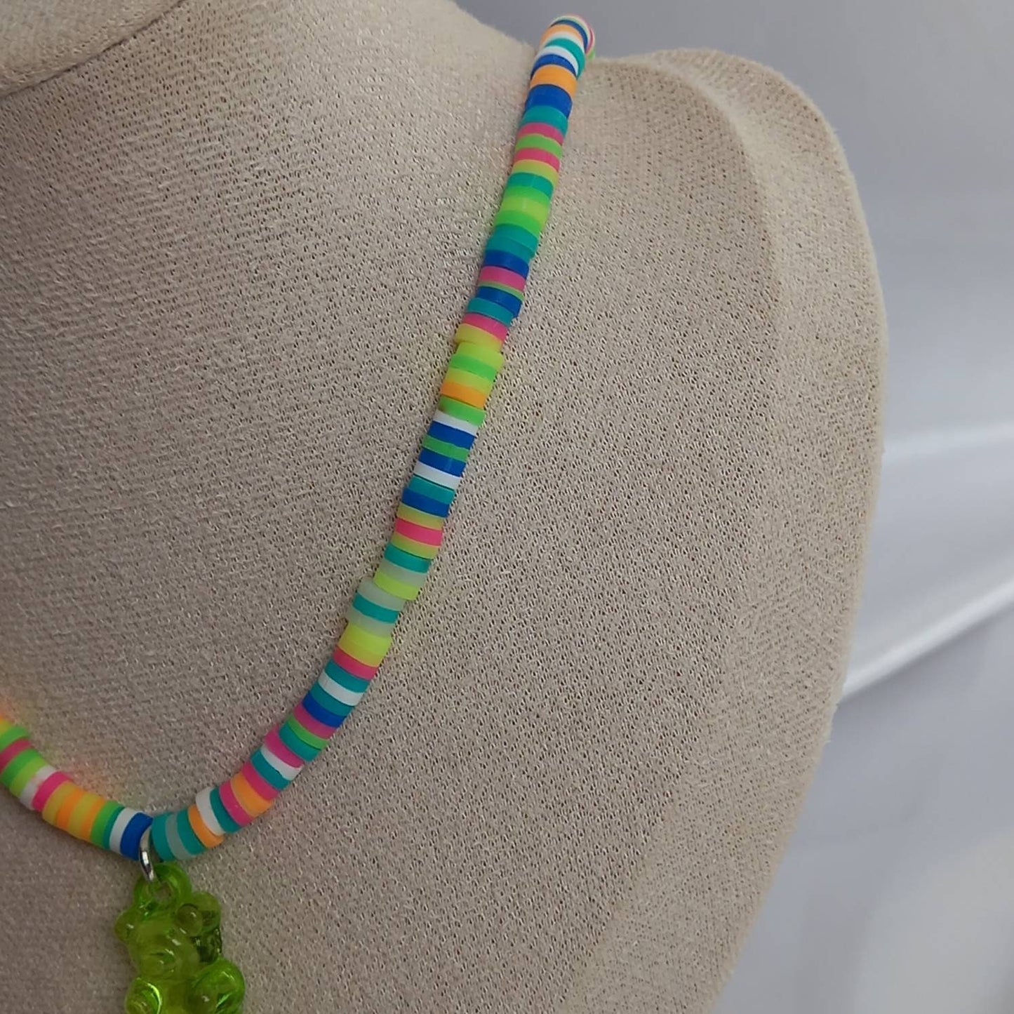 Green Gummy Bear Bead Necklace - Necklaces In The UK,Gummy Bear Necklaces,Green Beaded Necklaces In The UK,Green Beaded Jewellery In The UK