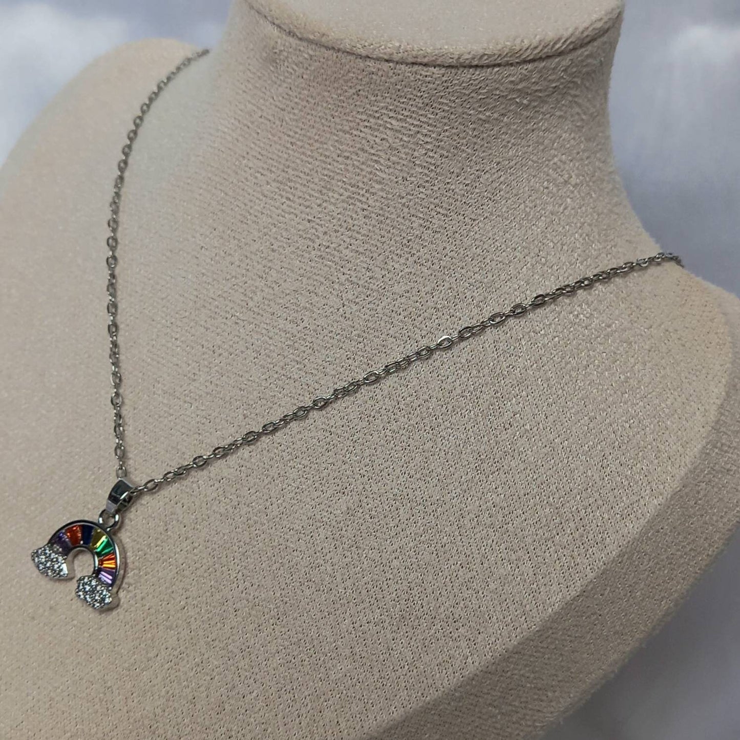 Silver Rainbow Charm Necklace - Rainbow Necklace,Rainbow Jewellery,Colourful Necklace,Silver Necklaces In The UK,Silver Jewellery In The UK