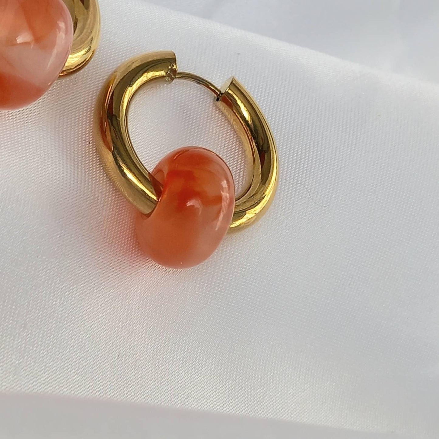 Chunky Red & Gold Hoop Earrings - Red Chunky Hoop Earrings,Red Earrings In The UK,Red Jewellery In The UK,Gold Hoop Earrings,Gold Hoops