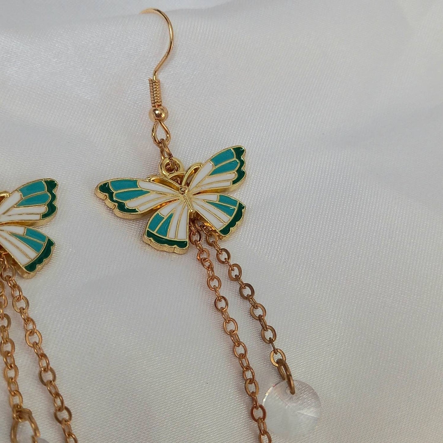 Blue & Gold Butterfly Drop Earrings - Lightweight Drop Earrings, Butterfly Earrings, Cute Earrings,Blue Earrings In The UK,Blue Jewellery