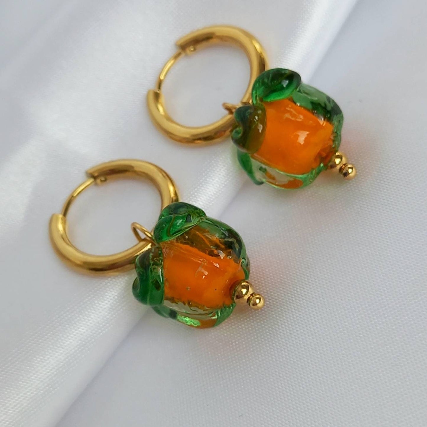 Pumpkin Bead Drop Earrings - Orange Bead Earrings,Orange Bead Jewellery,Beaded Earrings In The UK,Halloween Jewellery Earrings,Pumpkins