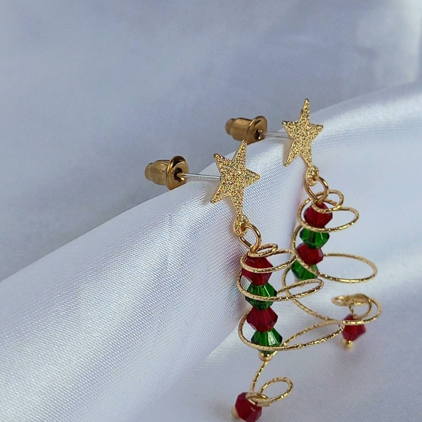 Gold Christmas Tree Drop Earrings - Gold Earrings In The UK,Christmas Earrings,Gold Jewellery In The UK,Christmas Jewellery,Christmas Tree