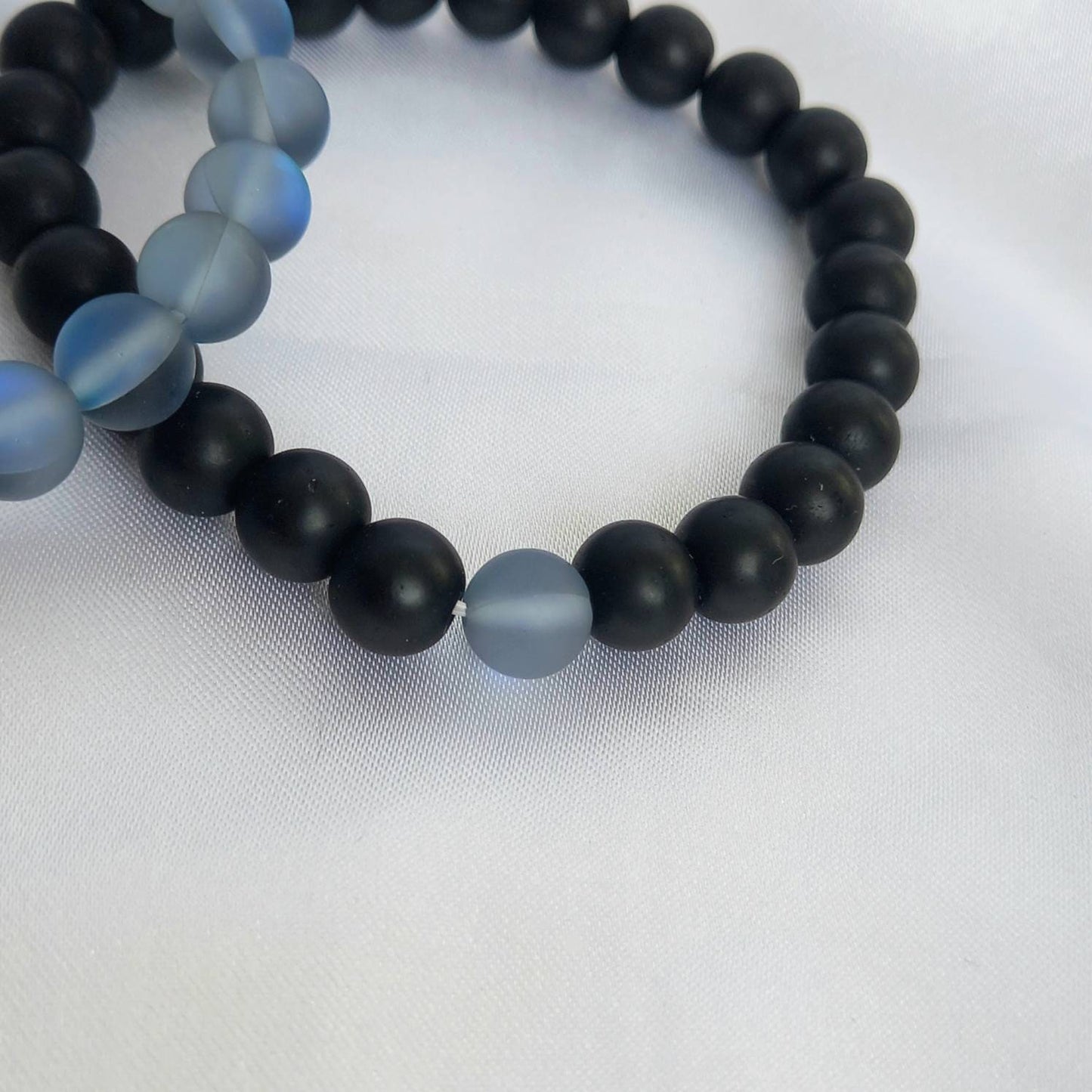 2 Matching Friendship Bead Bracelets - Beaded Jewellery,Friendship Jewellery,Beaded Bracelets,Friendship Bracelets,Black & Grey Jewellery