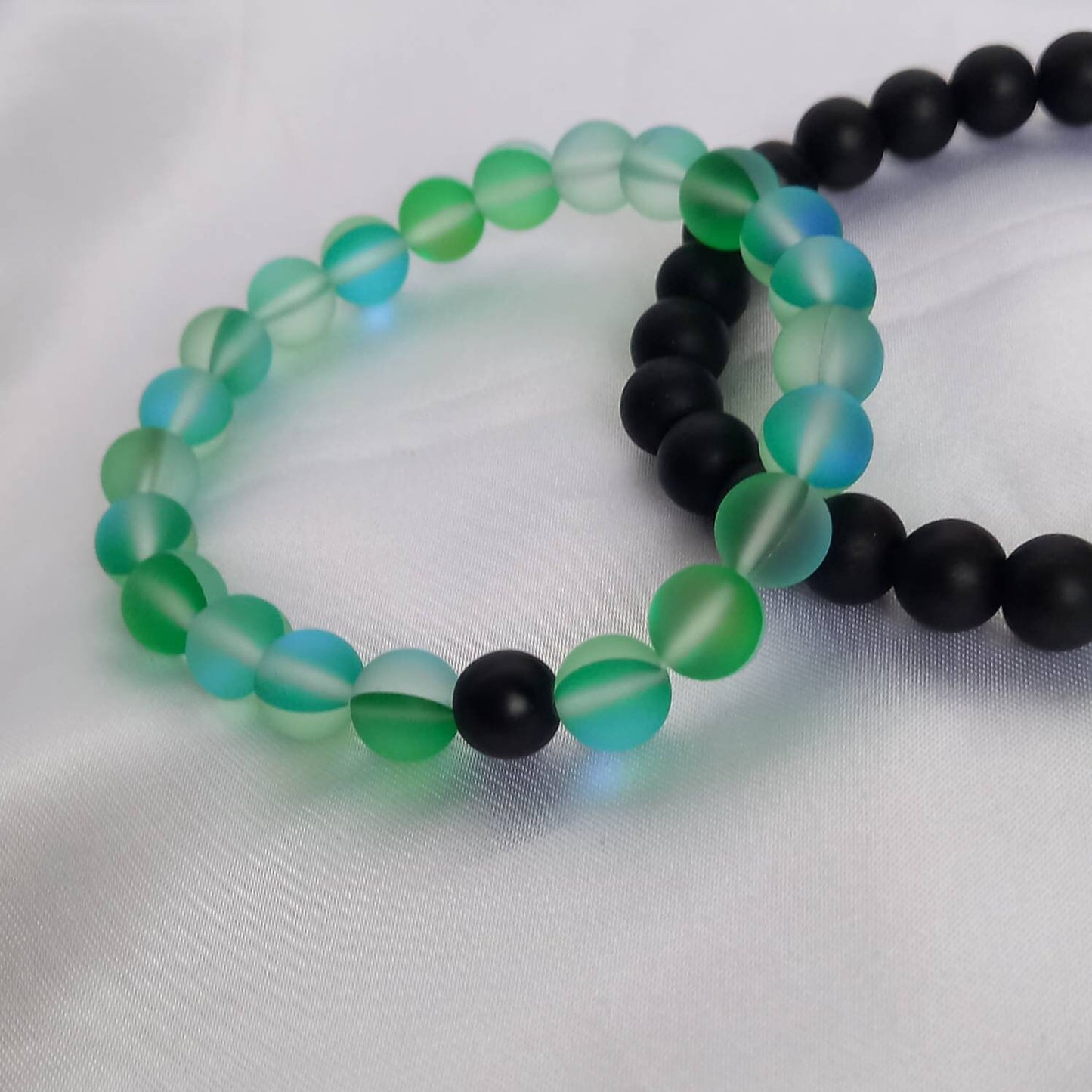 2 Matching Friendship Bead Bracelets - Beaded Jewellery,Friendship Jewellery,Beaded Bracelets,Friendship Bracelets,Black & Green Jewellery