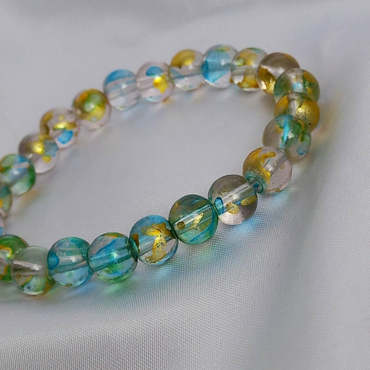 Blue & Gold Bead Bracelets - Bead Jewellery In The UK,Bead Bracelets In The UK,Blue Bracelet,Gold Bracelet,Gold Beaded Bracelets In The UK