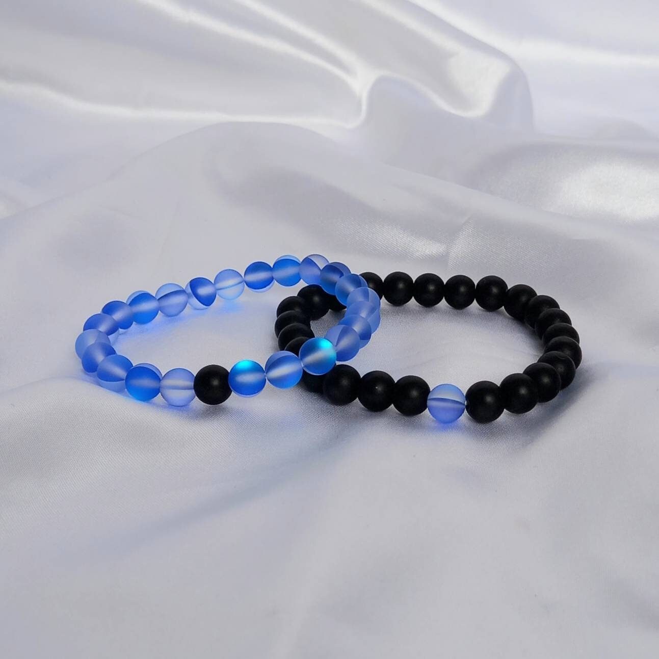 2 Matching Friendship Bead Bracelets - Beaded Jewellery In The UK,Friendship Jewellery,Bead Bracelets,Beaded Bracelet,Black & Blue Jewellery
