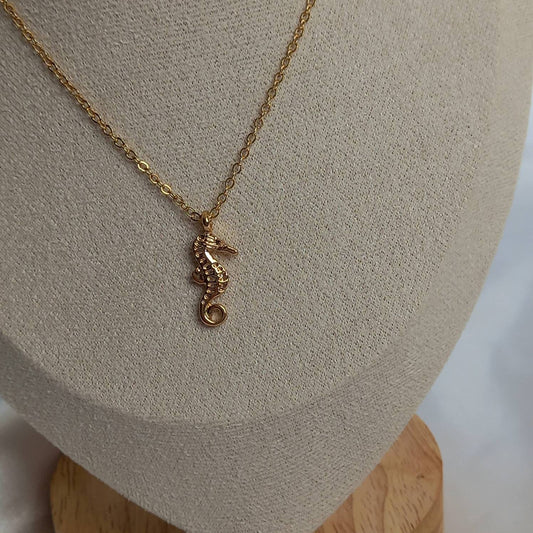 Gold Seahorse Charm Necklace