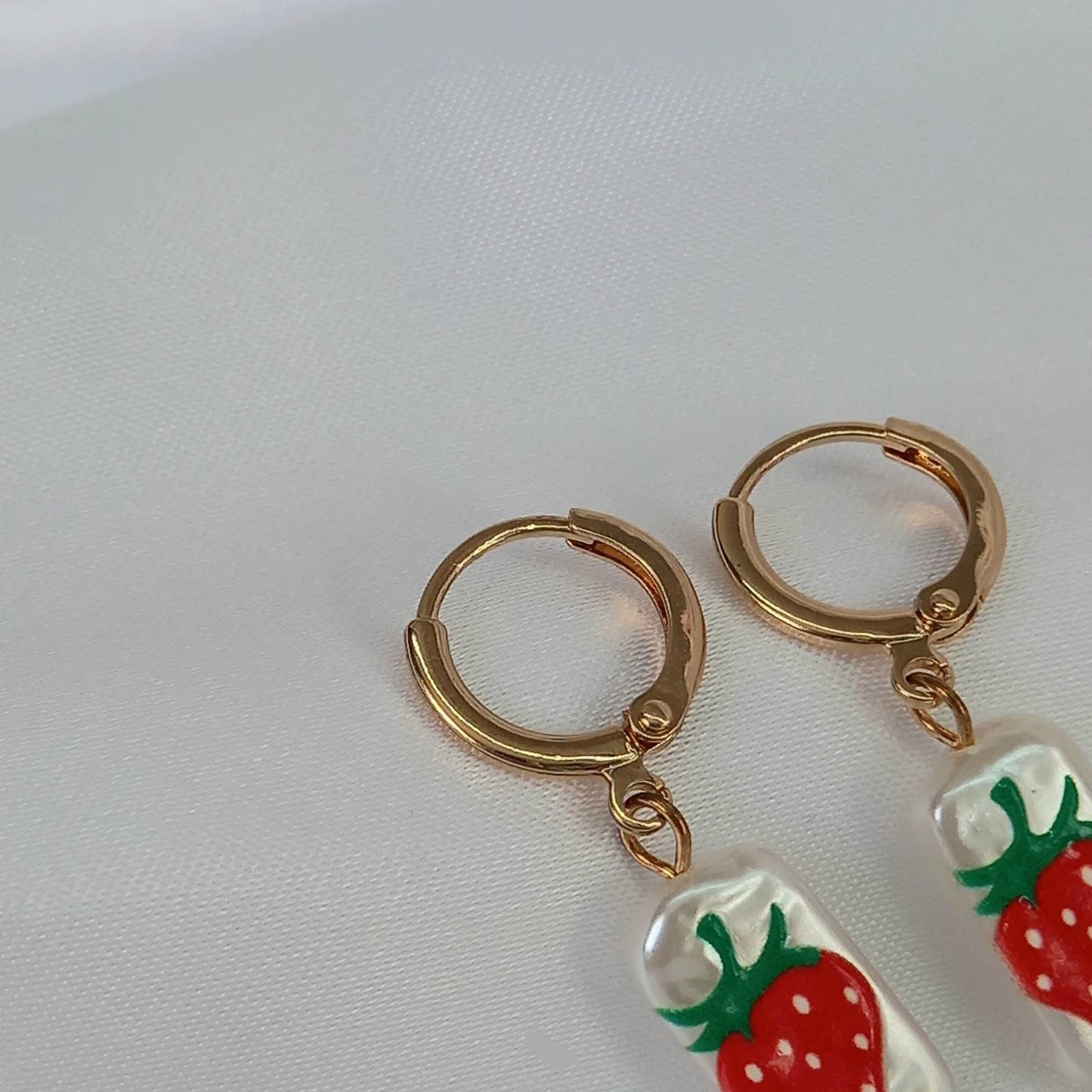 Faux Pearl Strawberry Drop Earrings - Pearl Earrings,Gold Earrings,Strawberry Earrings,Small Drop Earrings,Strawberry Jewellery In The UK